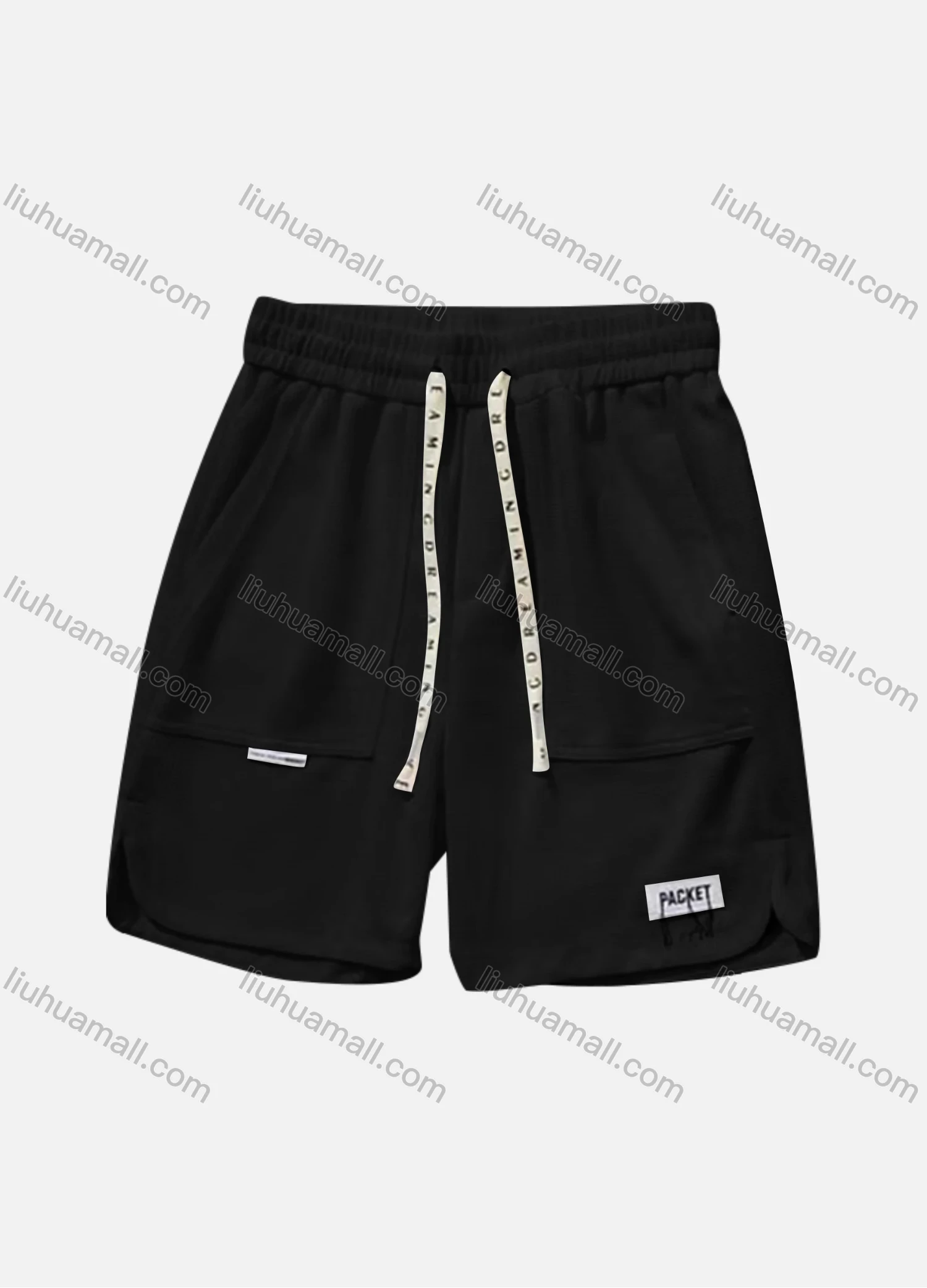Wholesale Men's Casual Plain Patch Pocket Drawstring Elastic Waist Shorts 71001# - Liuhuamall