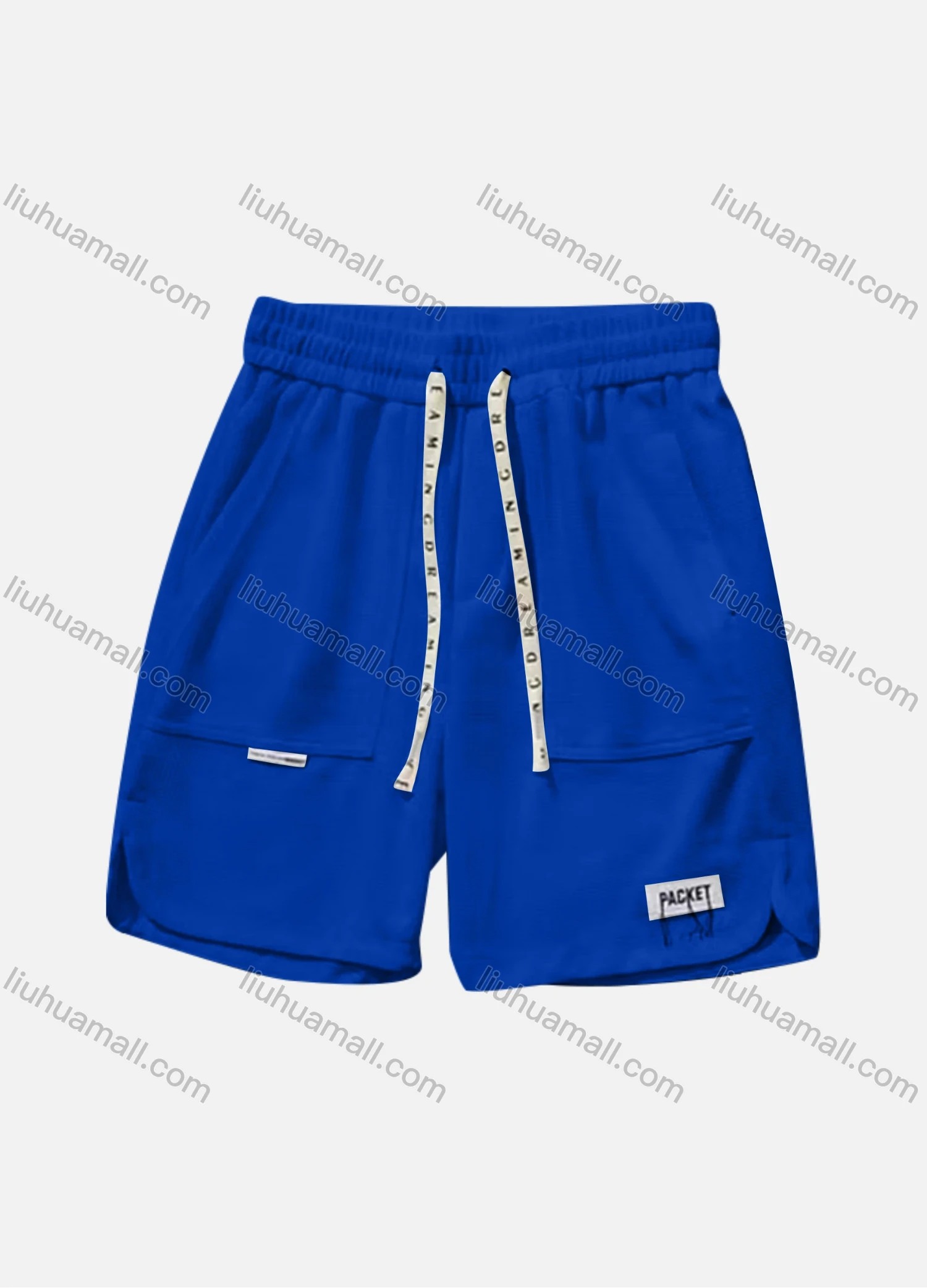 Wholesale Men's Casual Plain Patch Pocket Drawstring Elastic Waist Shorts 71001# - Liuhuamall