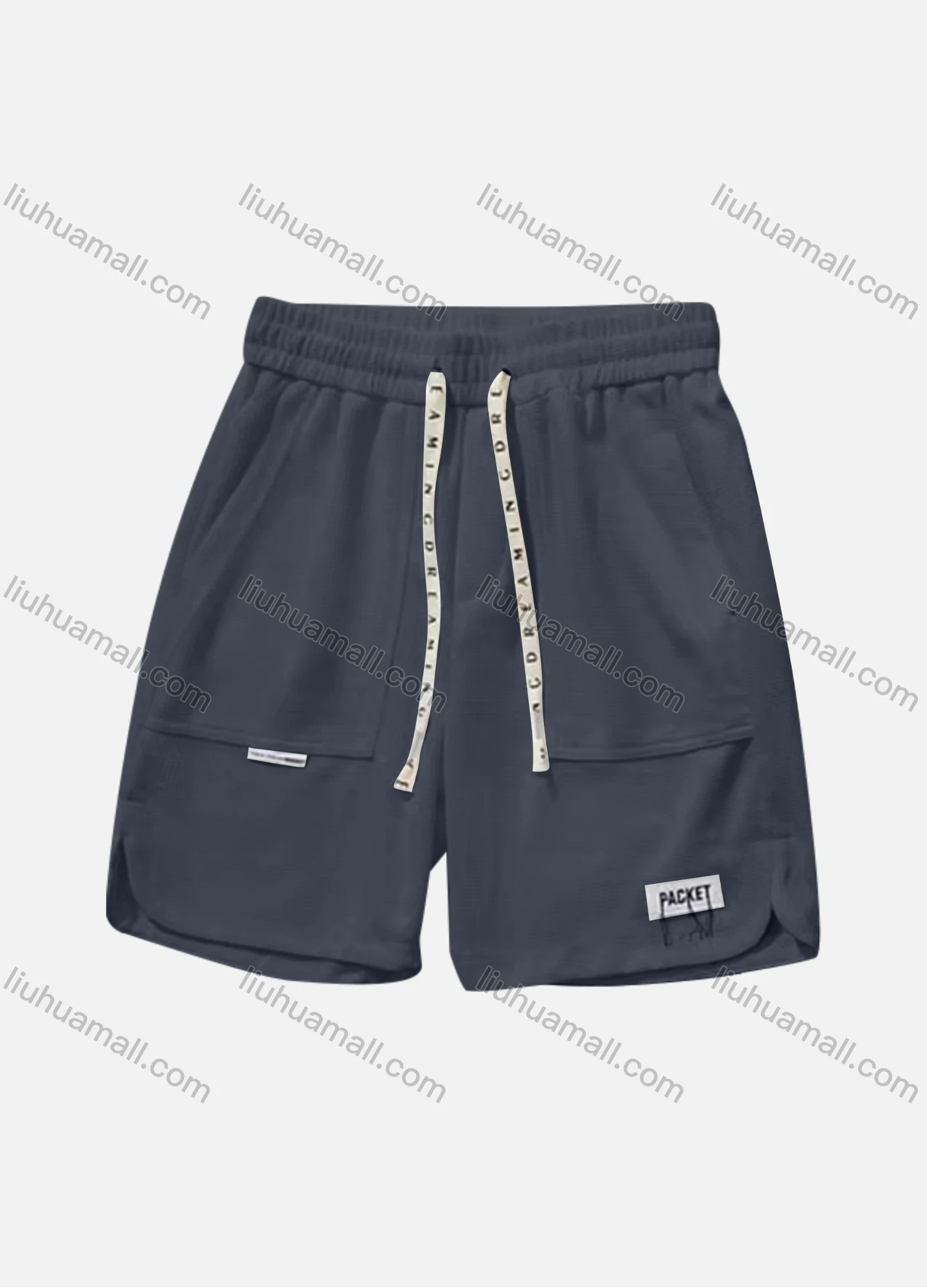 Wholesale Men's Casual Plain Patch Pocket Drawstring Elastic Waist Shorts 71001# - Liuhuamall