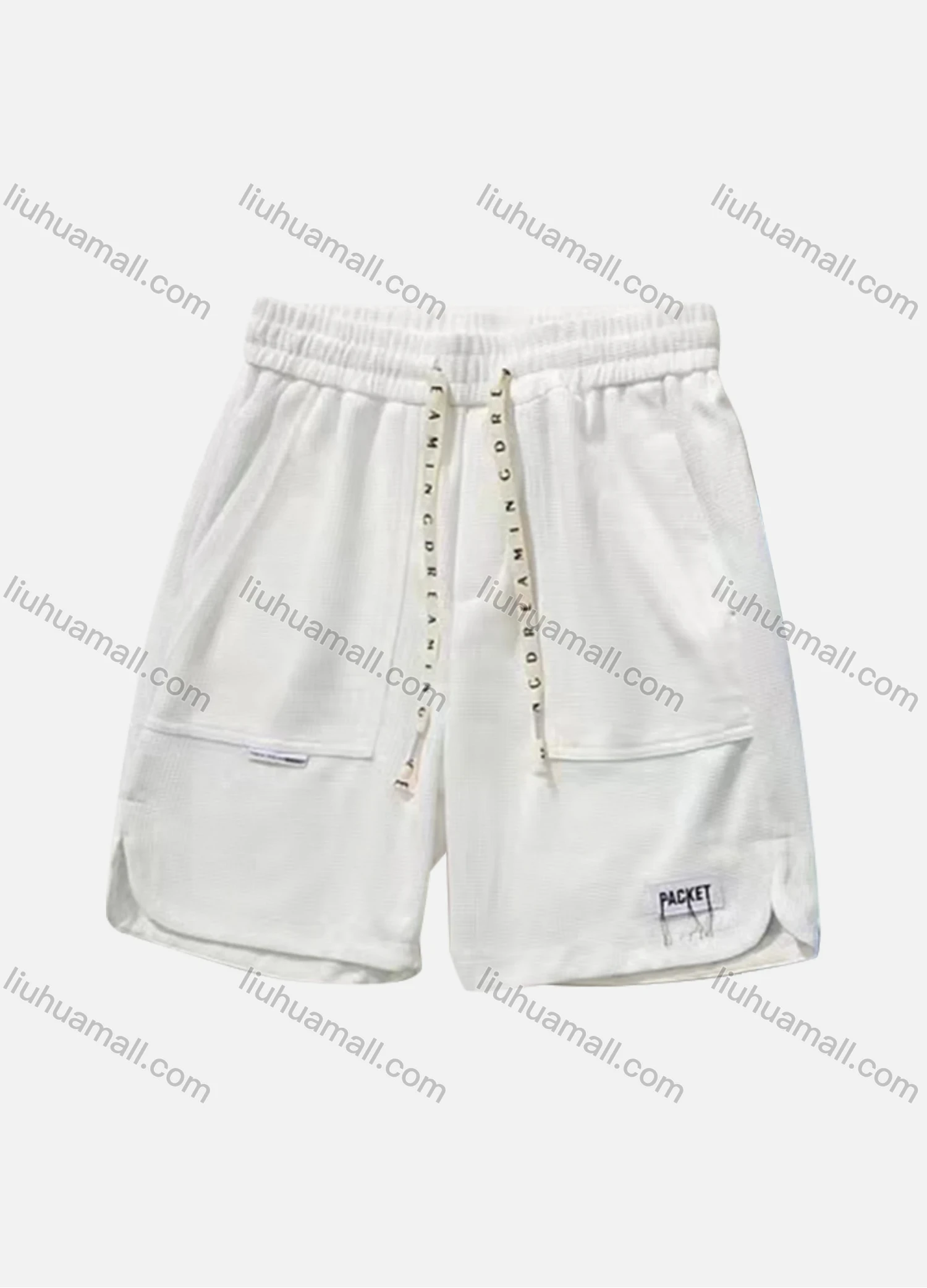 Wholesale Men's Casual Plain Patch Pocket Drawstring Elastic Waist Shorts 71001# - Liuhuamall
