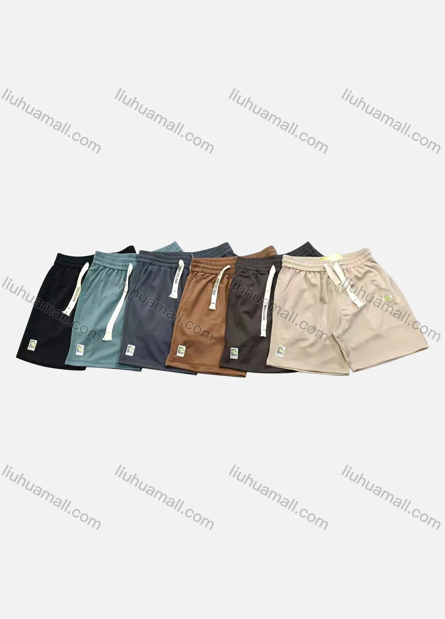 Wholesale Men's Casual Plain Patch Pocket Drawstring Elastic Waist Shorts 71008# - Liuhuamall