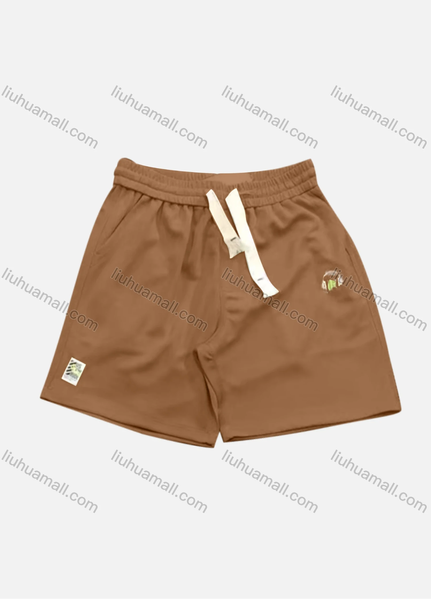 Wholesale Men's Casual Plain Patch Pocket Drawstring Elastic Waist Shorts 71008# - Liuhuamall