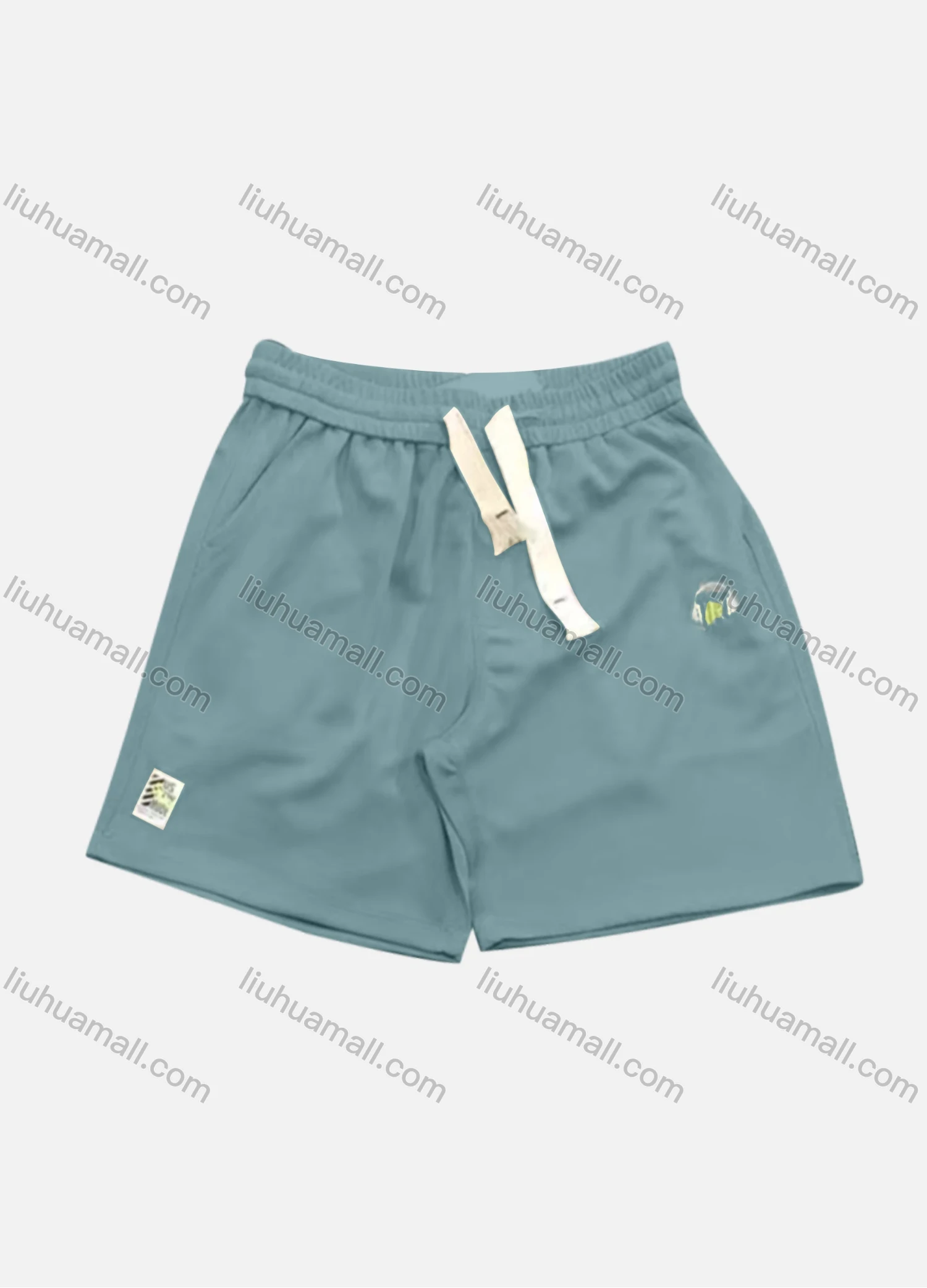 Wholesale Men's Casual Plain Patch Pocket Drawstring Elastic Waist Shorts 71008# - Liuhuamall
