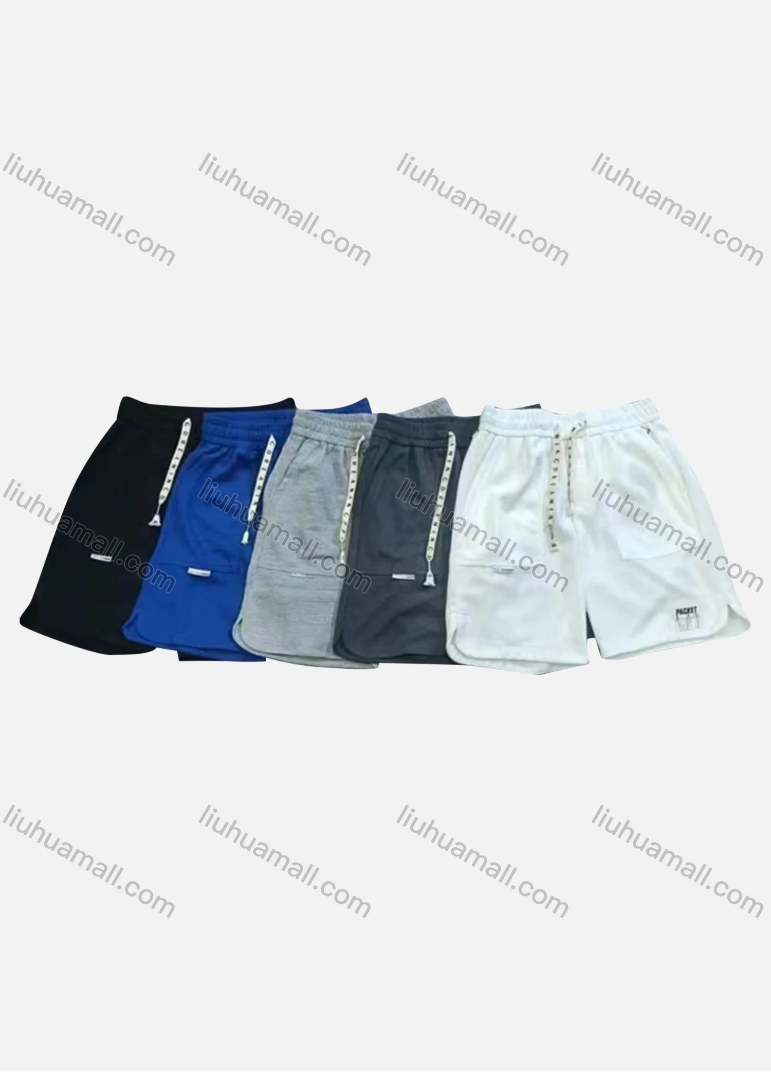 Wholesale Men's Casual Plain Patch Pocket Drawstring Elastic Waist Shorts 71001# - Liuhuamall