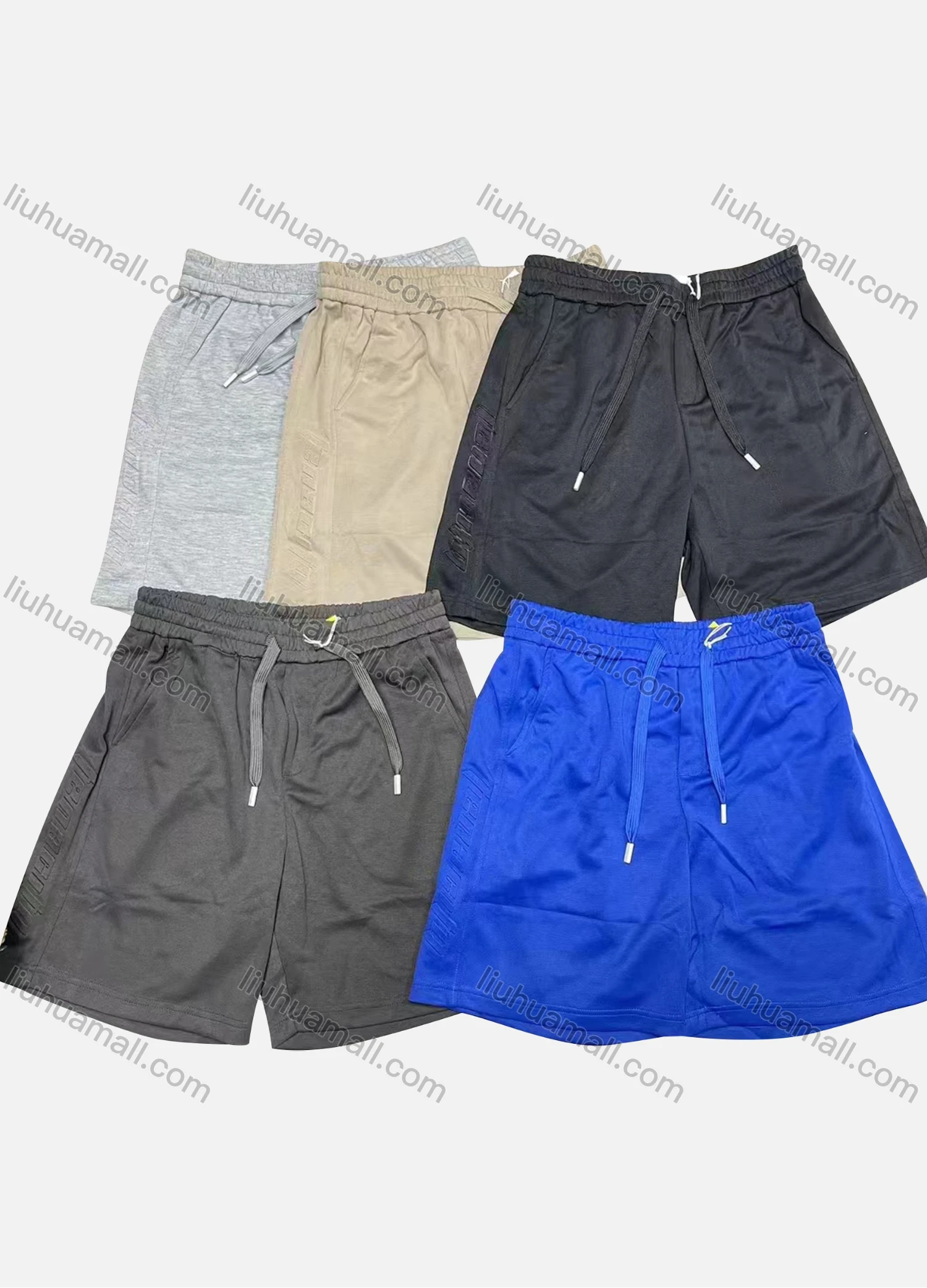 Wholesale Men's Casual Plain Patch Pocket Drawstring Elastic Waist Shorts 71201# - Liuhuamall