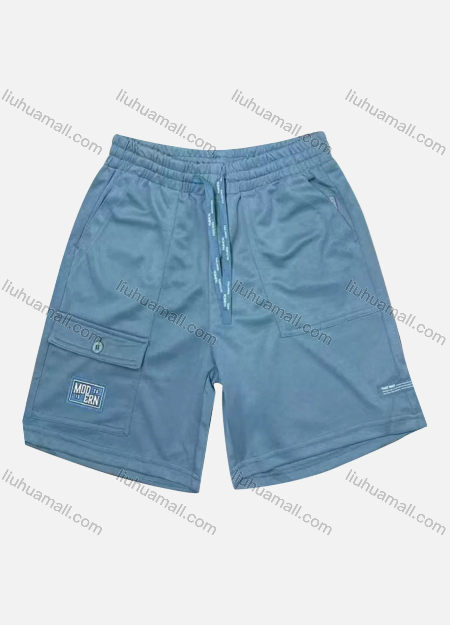 Wholesale Men's Casual Plain Patch Pocket Drawstring Elastic Waist Shorts 71006# - Liuhuamall
