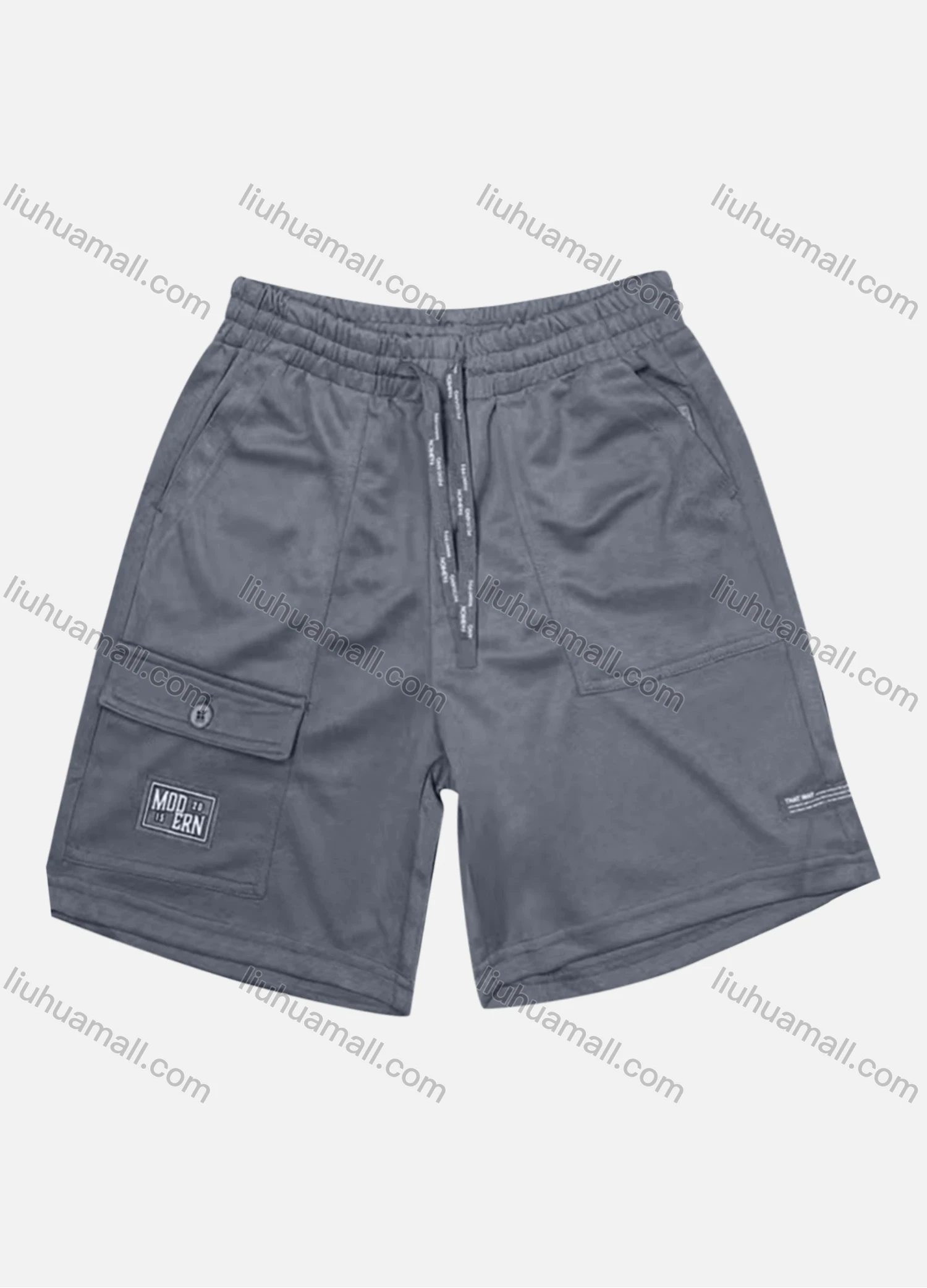 Wholesale Men's Casual Plain Patch Pocket Drawstring Elastic Waist Shorts 71006# - Liuhuamall