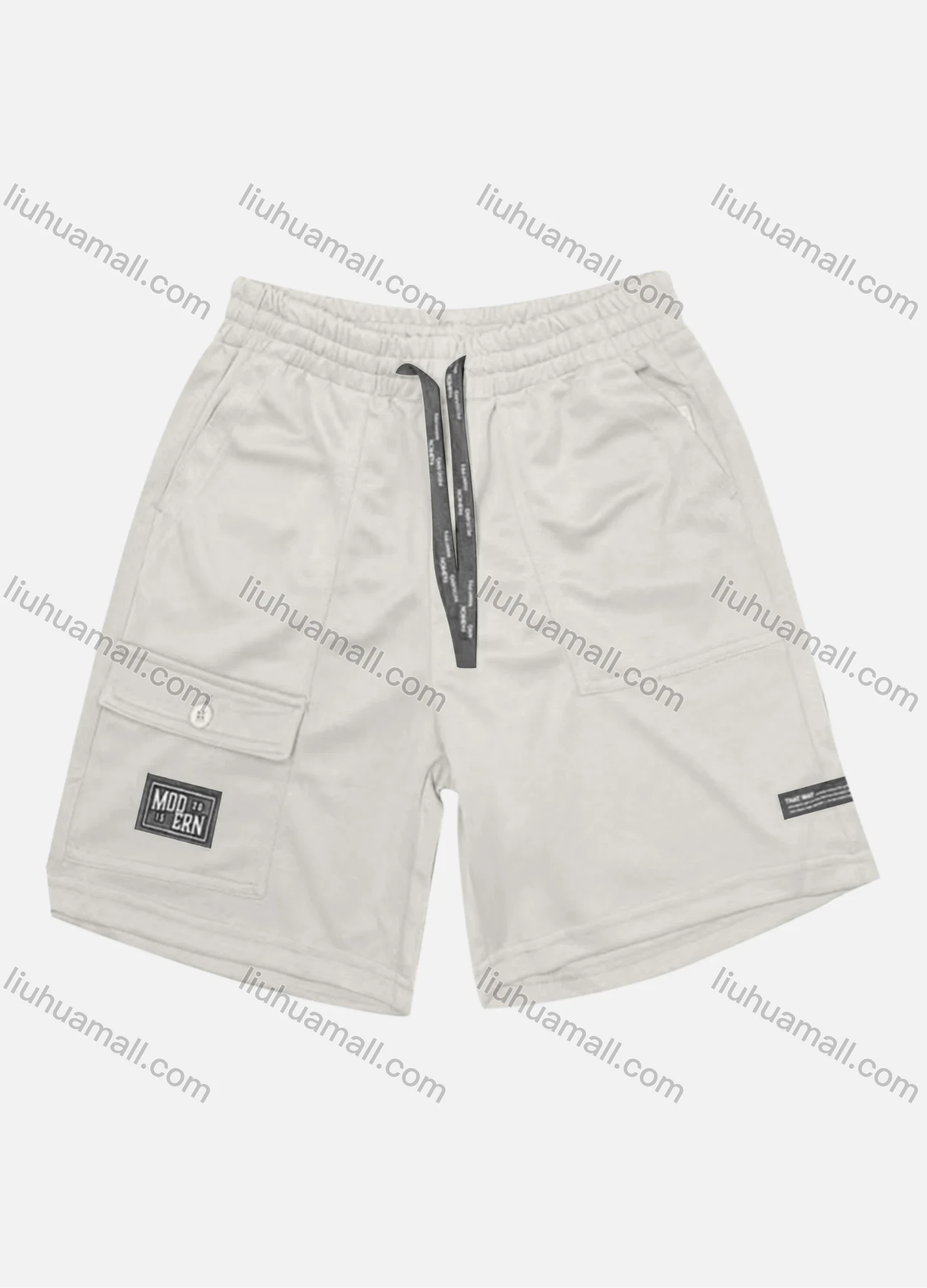 Wholesale Men's Casual Plain Patch Pocket Drawstring Elastic Waist Shorts 71006# - Liuhuamall