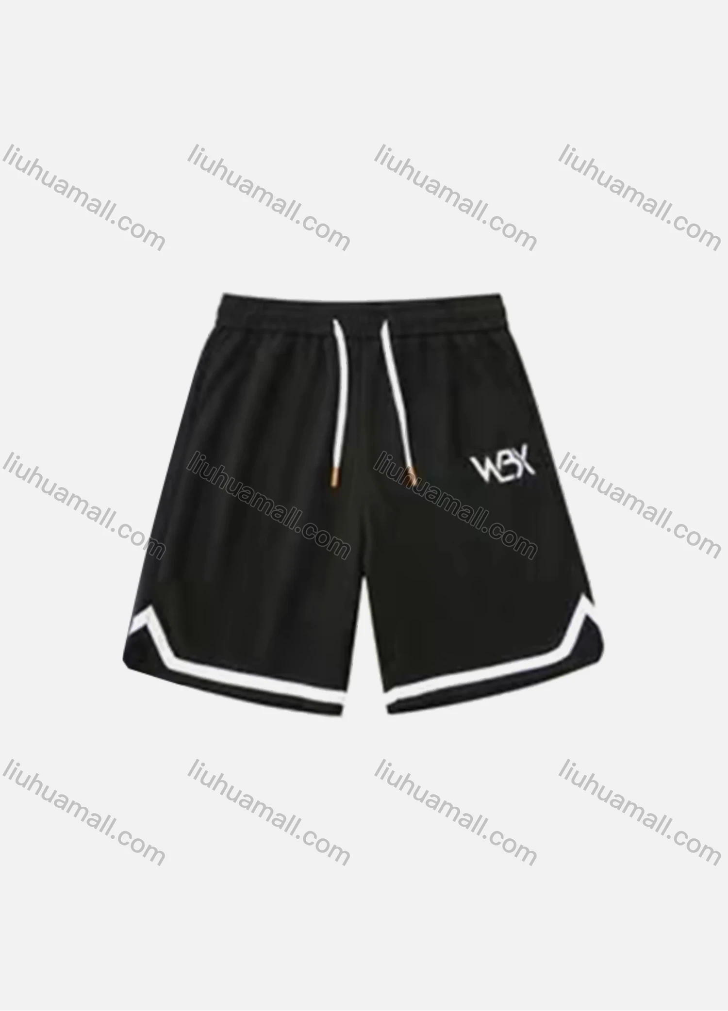 Wholesale Men's Casual Letter Patch Pocket Striped Trim Drawstring Elastic Waist Shorts 71101# - Liuhuamall