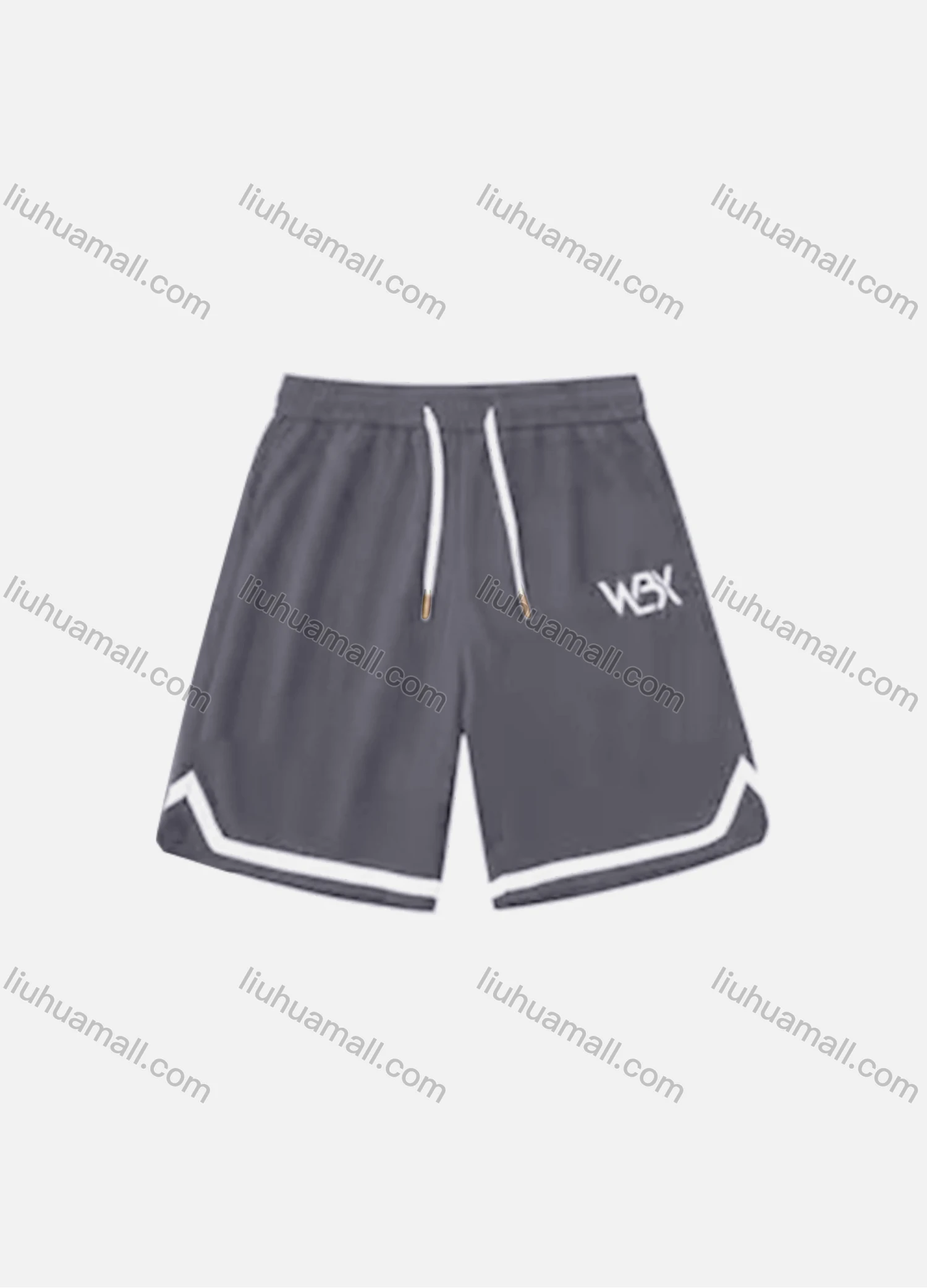 Wholesale Men's Casual Letter Patch Pocket Striped Trim Drawstring Elastic Waist Shorts 71101# - Liuhuamall