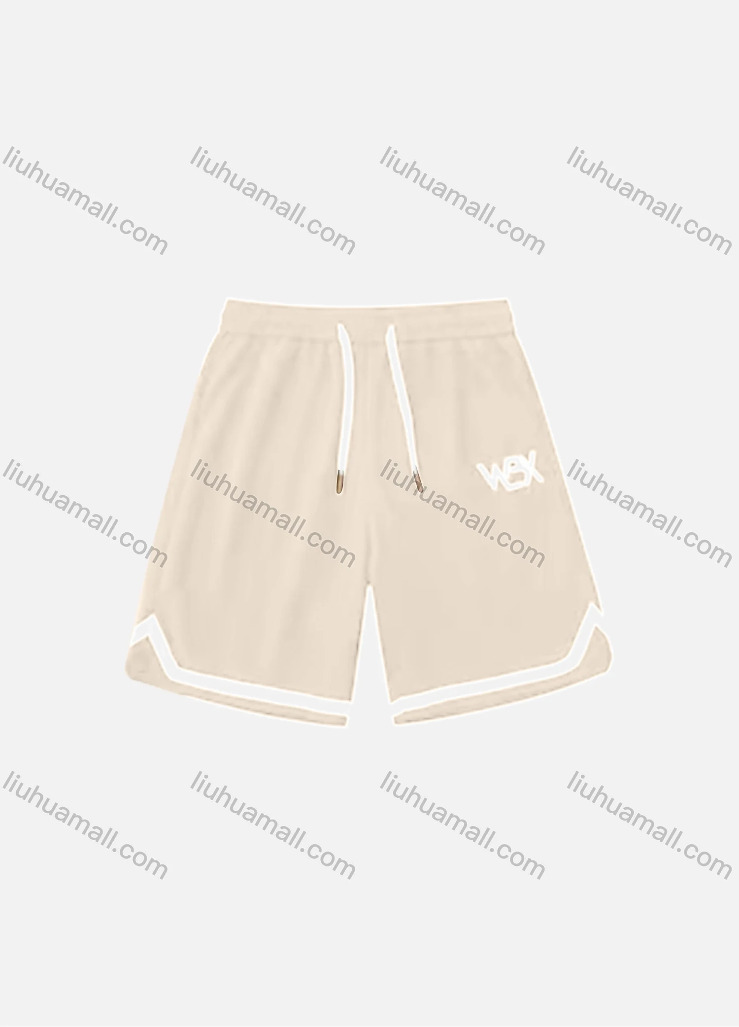 Wholesale Men's Casual Letter Patch Pocket Striped Trim Drawstring Elastic Waist Shorts 71101# - Liuhuamall