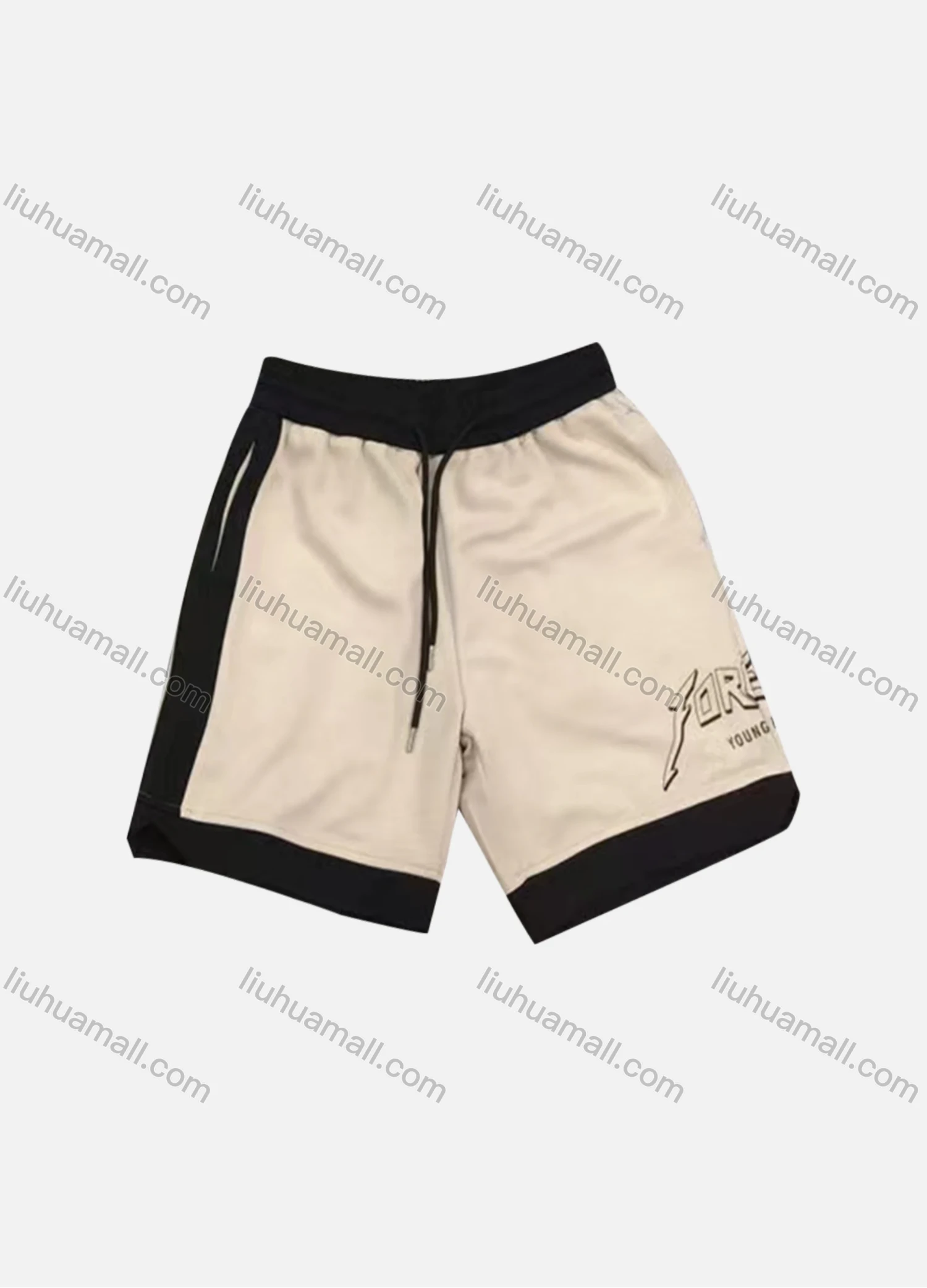 Wholesale Men's Casual Plain Contrast Patch Pocket Drawstring Elastic Waist Shorts 71009# - Liuhuamall