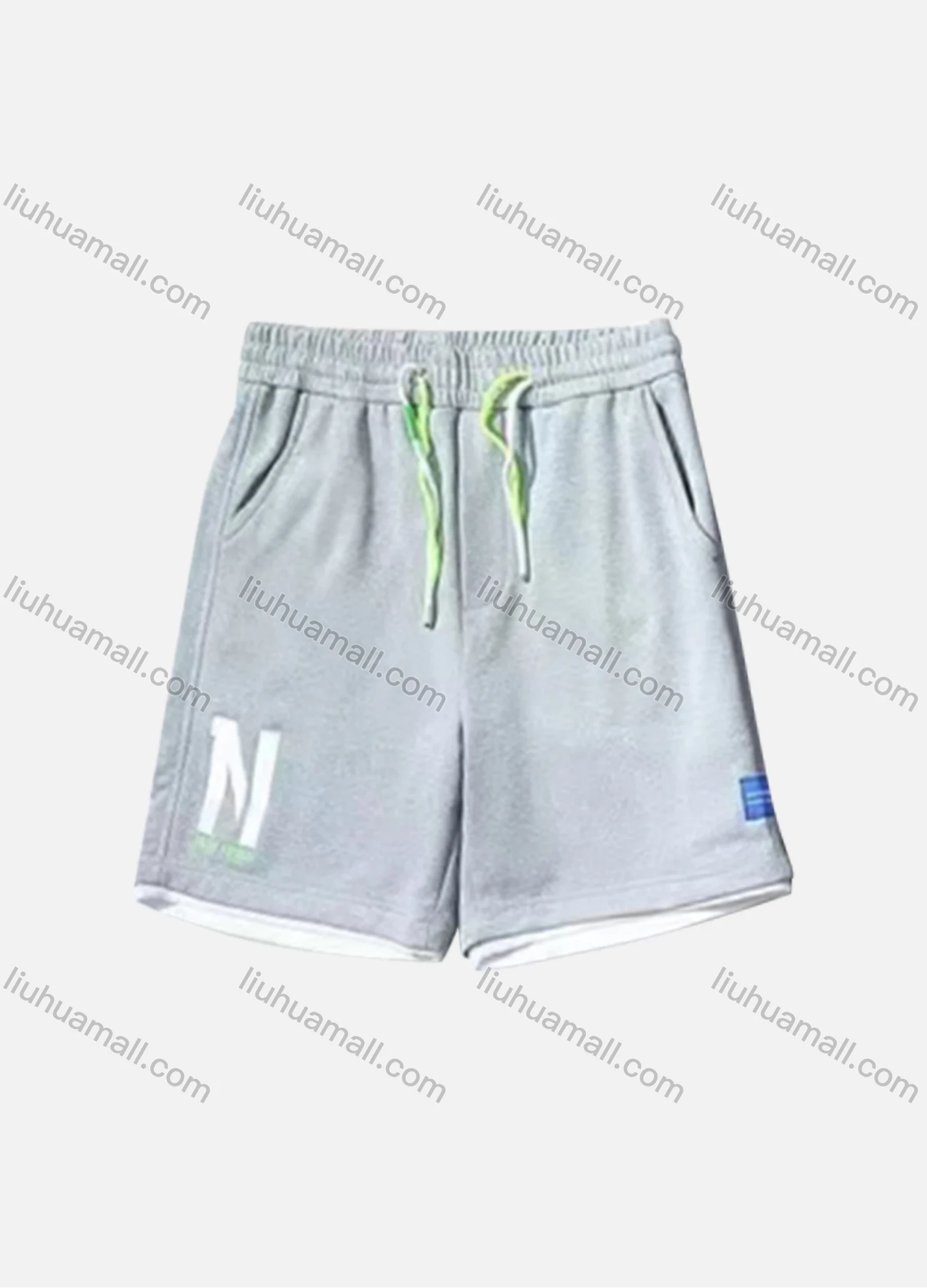 Wholesale Men's Casual Letter Patch Pocket Drawstring Elastic Waist Shorts 71005# - Liuhuamall