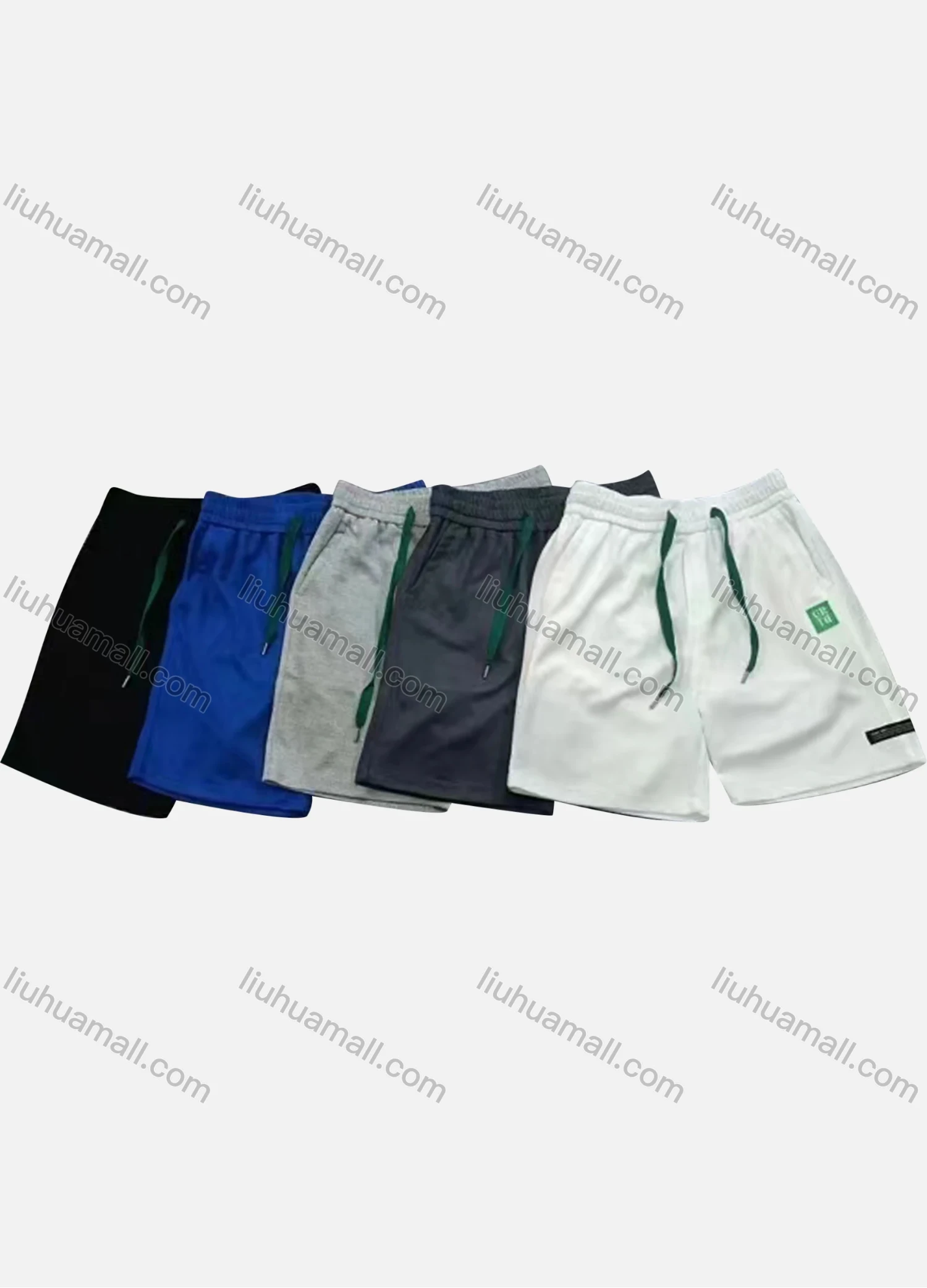 Wholesale Men's Casual Plain Patch Pocket Drawstring Elastic Waist Shorts 71002# - Liuhuamall