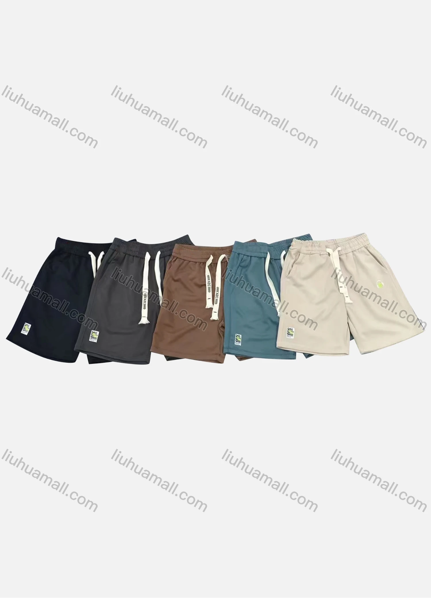Wholesale Men's Casual Plain Patch Pocket Drawstring Elastic Waist Shorts 71008# - Liuhuamall