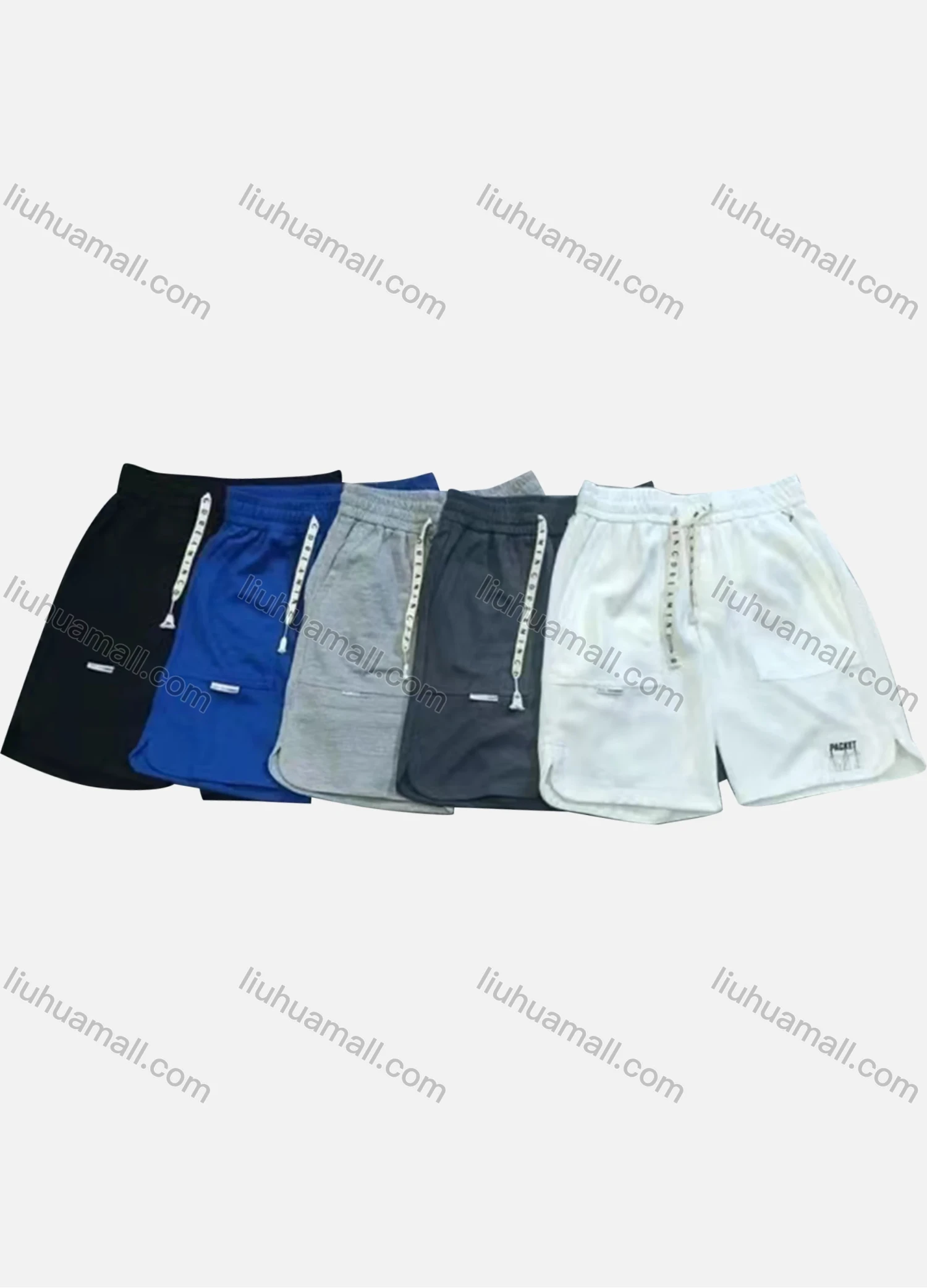 Wholesale Men's Casual Plain Patch Pocket Drawstring Elastic Waist Shorts 71001# - Liuhuamall