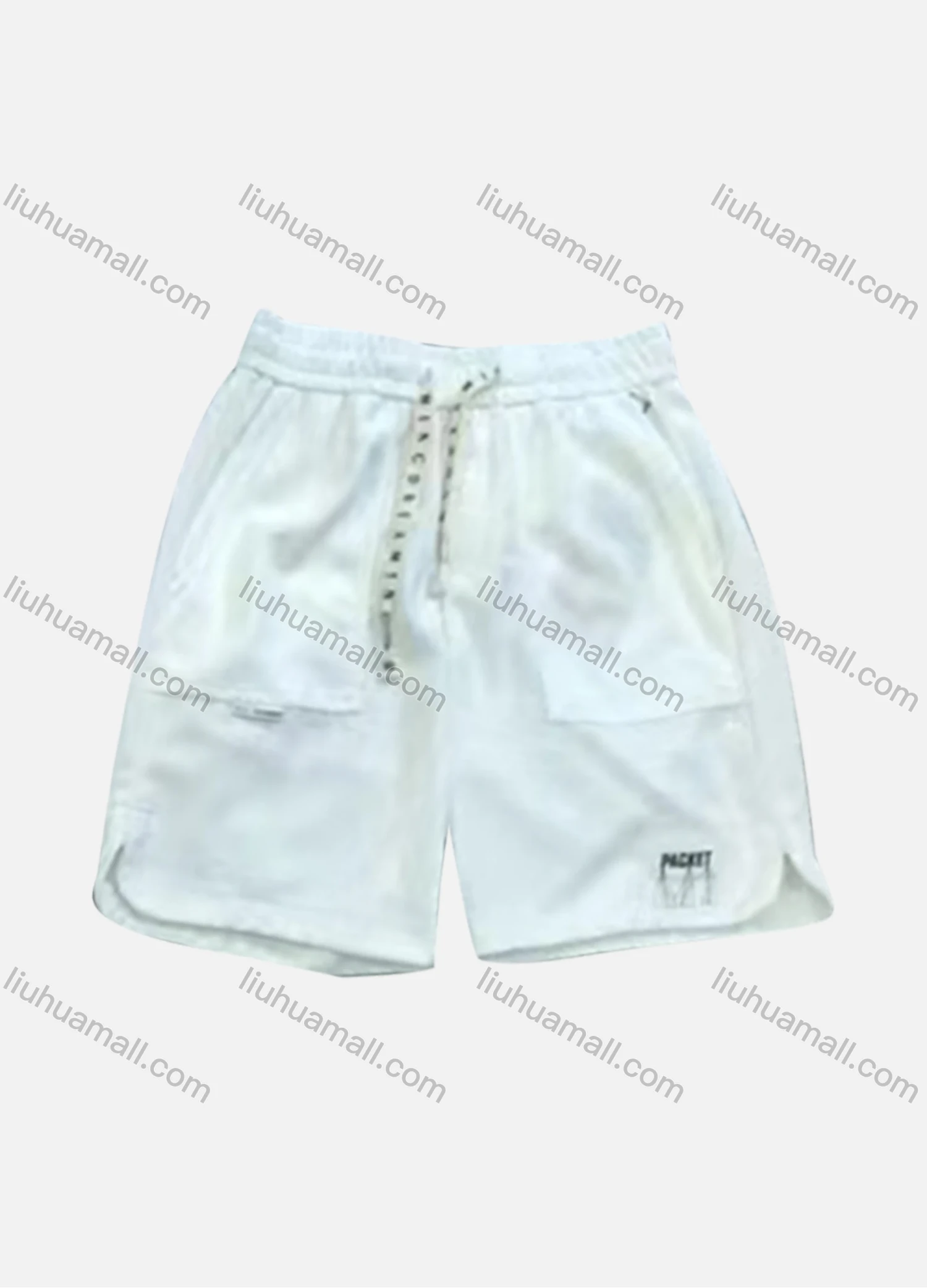Wholesale Men's Casual Plain Patch Pocket Drawstring Elastic Waist Shorts 71001# - Liuhuamall