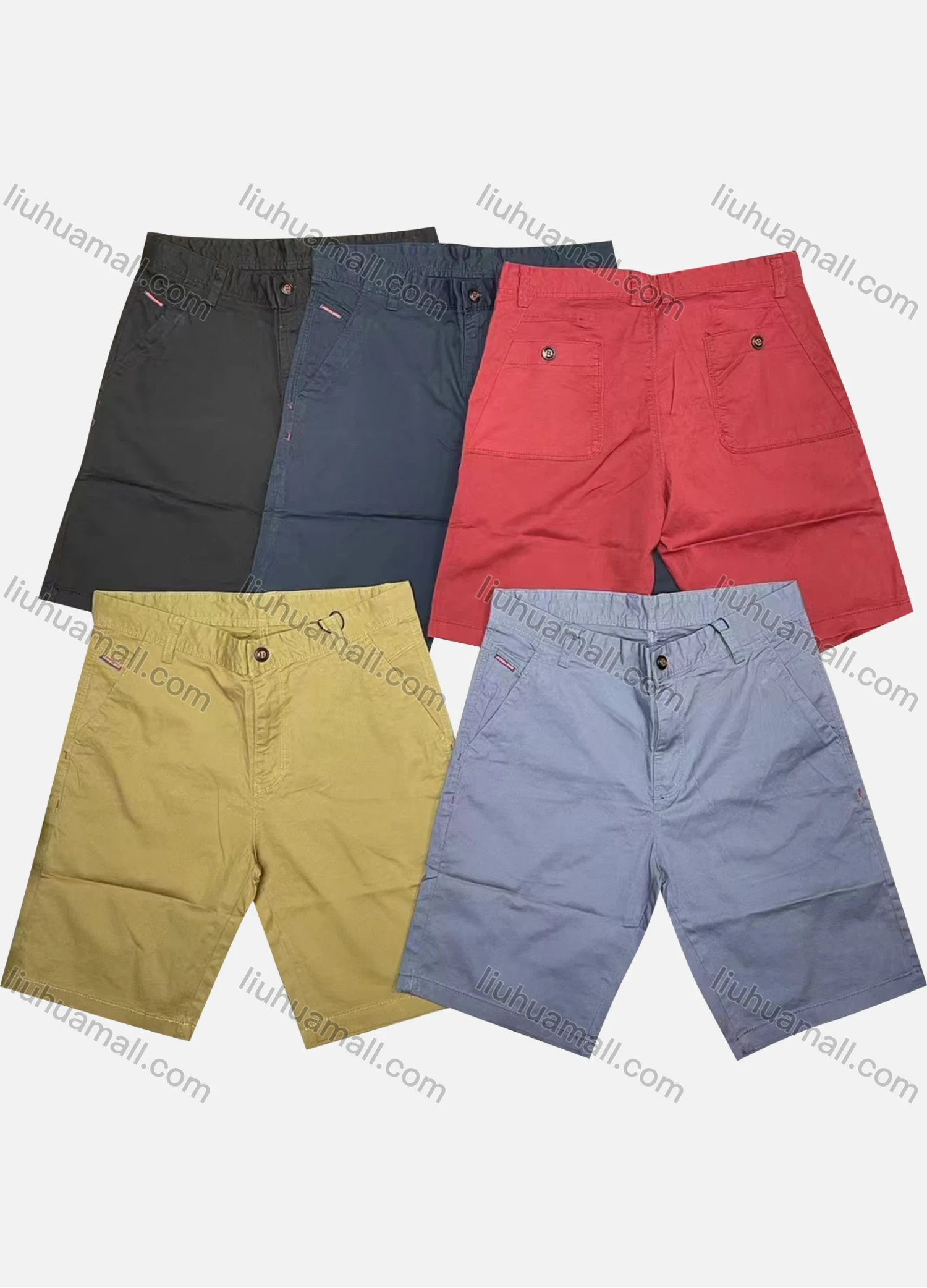 Wholesale Men's Casual Plain Patch Pocket Button Closure Shorts 16201# - Liuhuamall