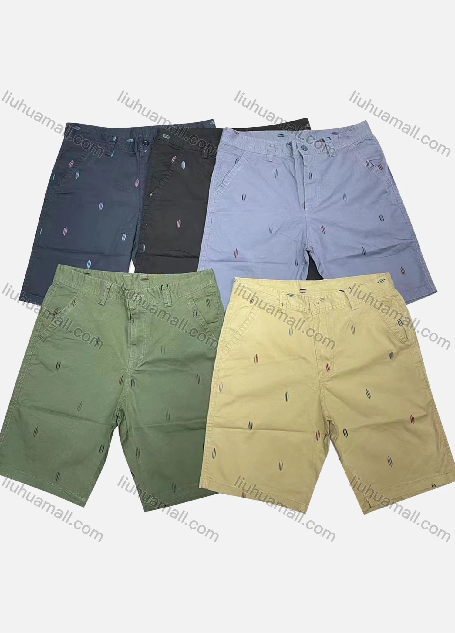 Wholesale Men's Casual Abstract Print Patch Pocket Button Closure Shorts 19203# - Liuhuamall