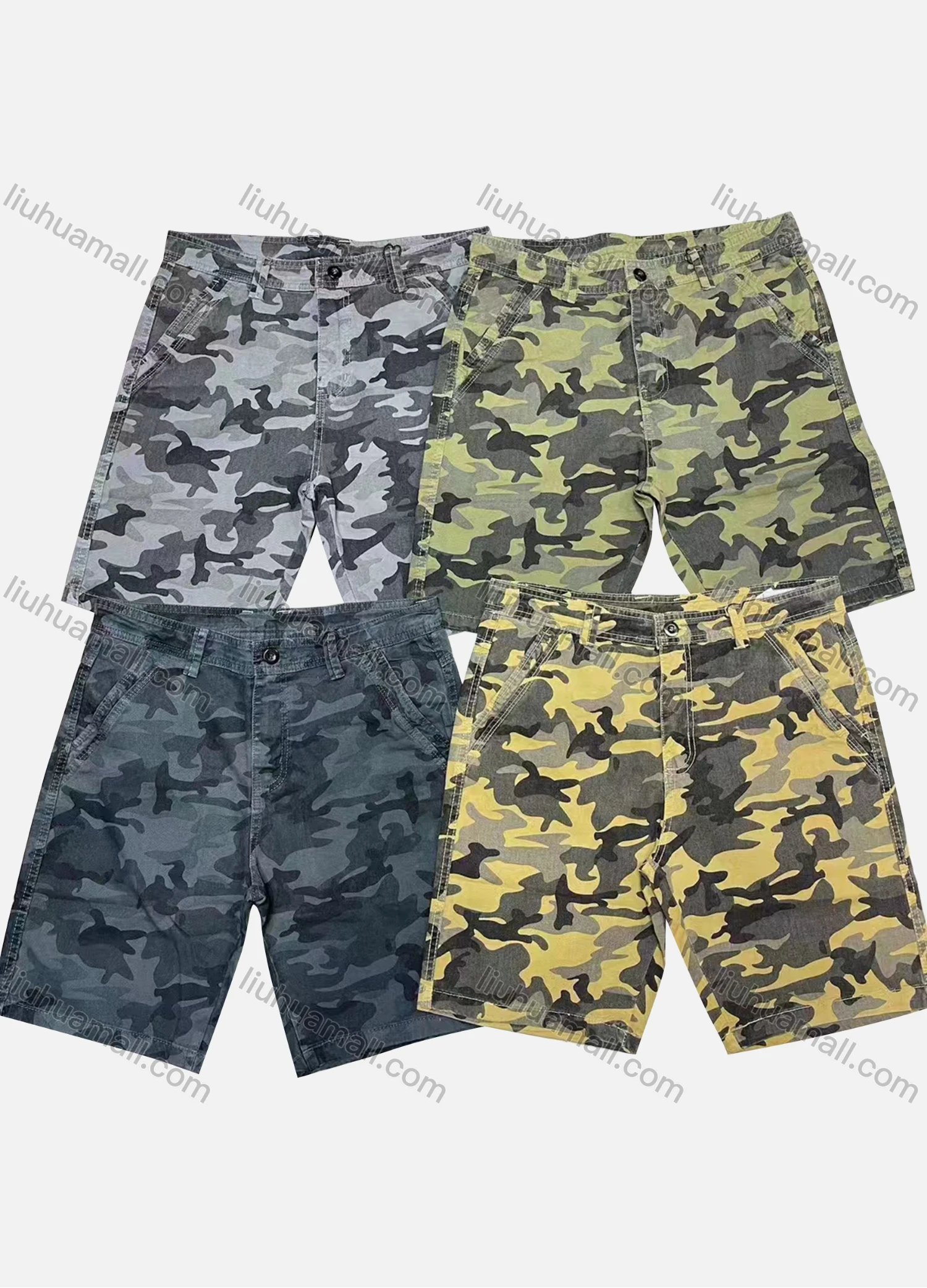 Wholesale Men's Casual Camouflage Print Patch Pocket Button Closure Shorts 18301# - Liuhuamall