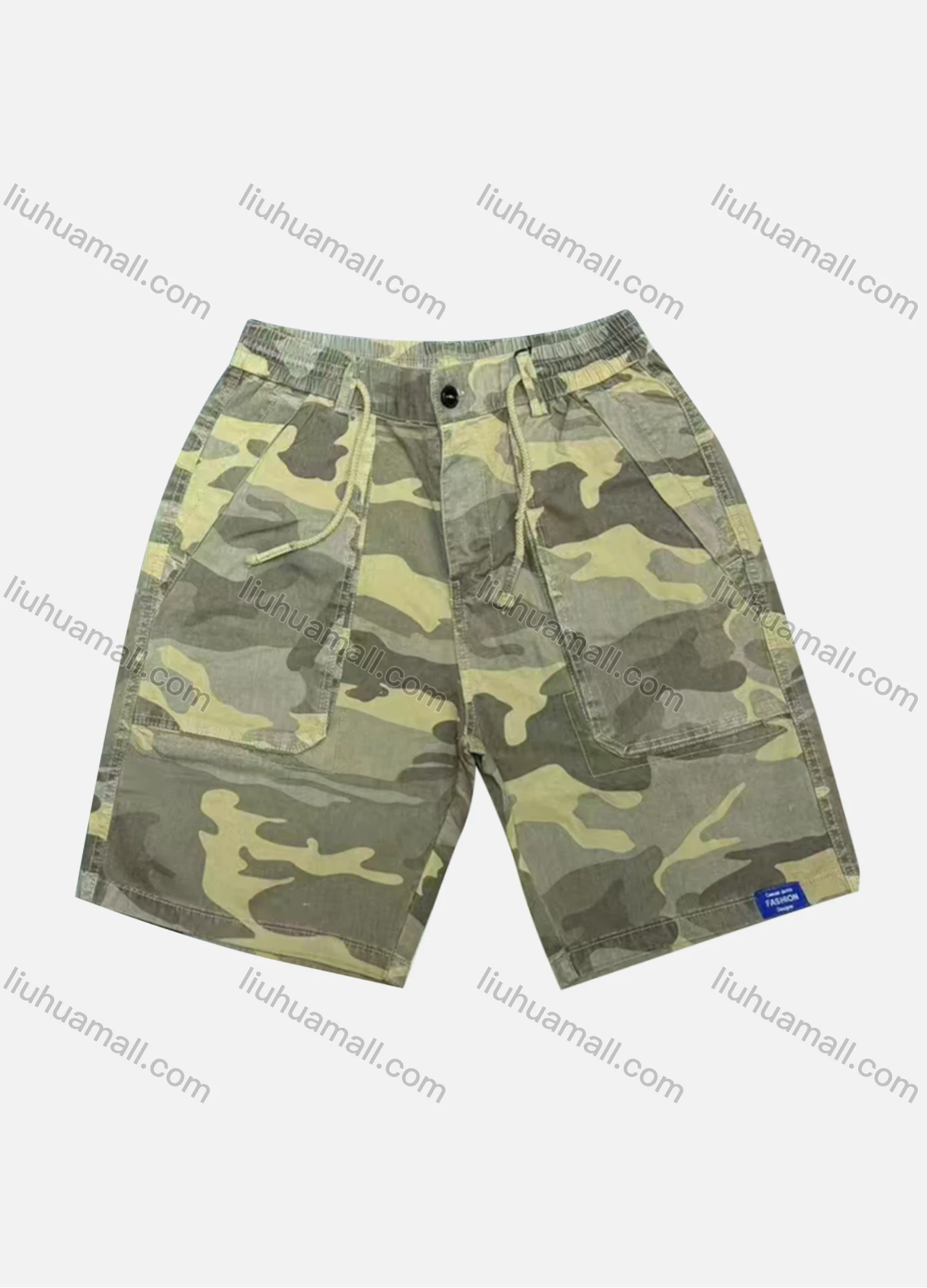 Wholesale Men's Casual Camouflage Print Patch Pocket Drawstring Shorts 16601# - Liuhuamall
