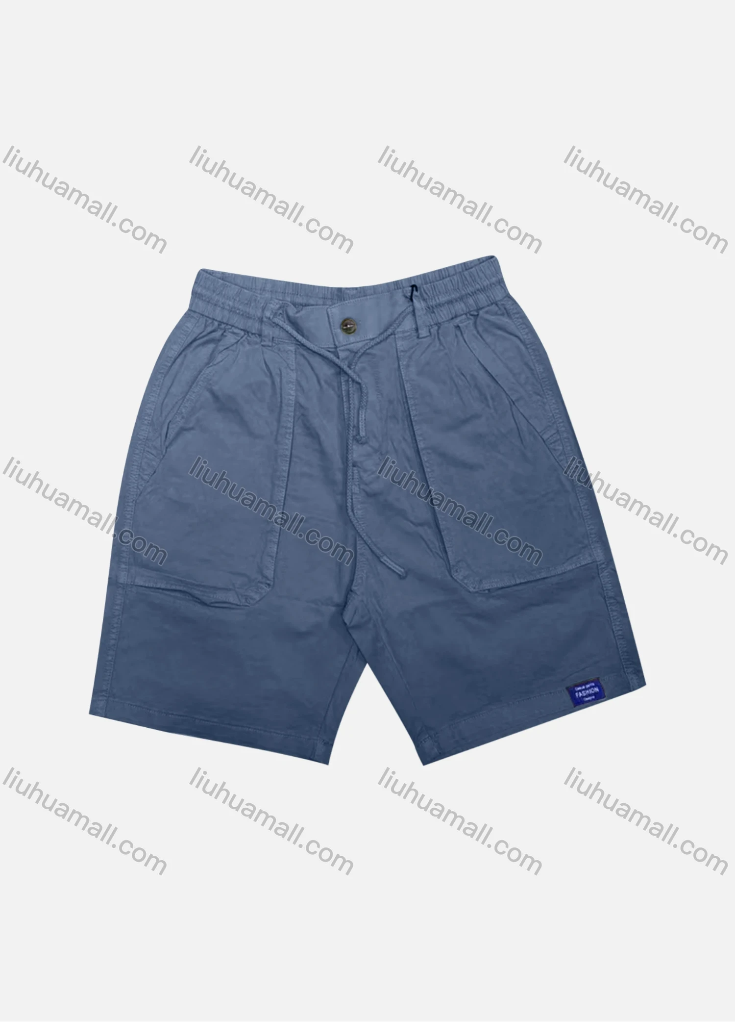 Wholesale Men's Casual Plain Patch Pocket Elastic Waist Drawstring Shorts 16003# - Liuhuamall