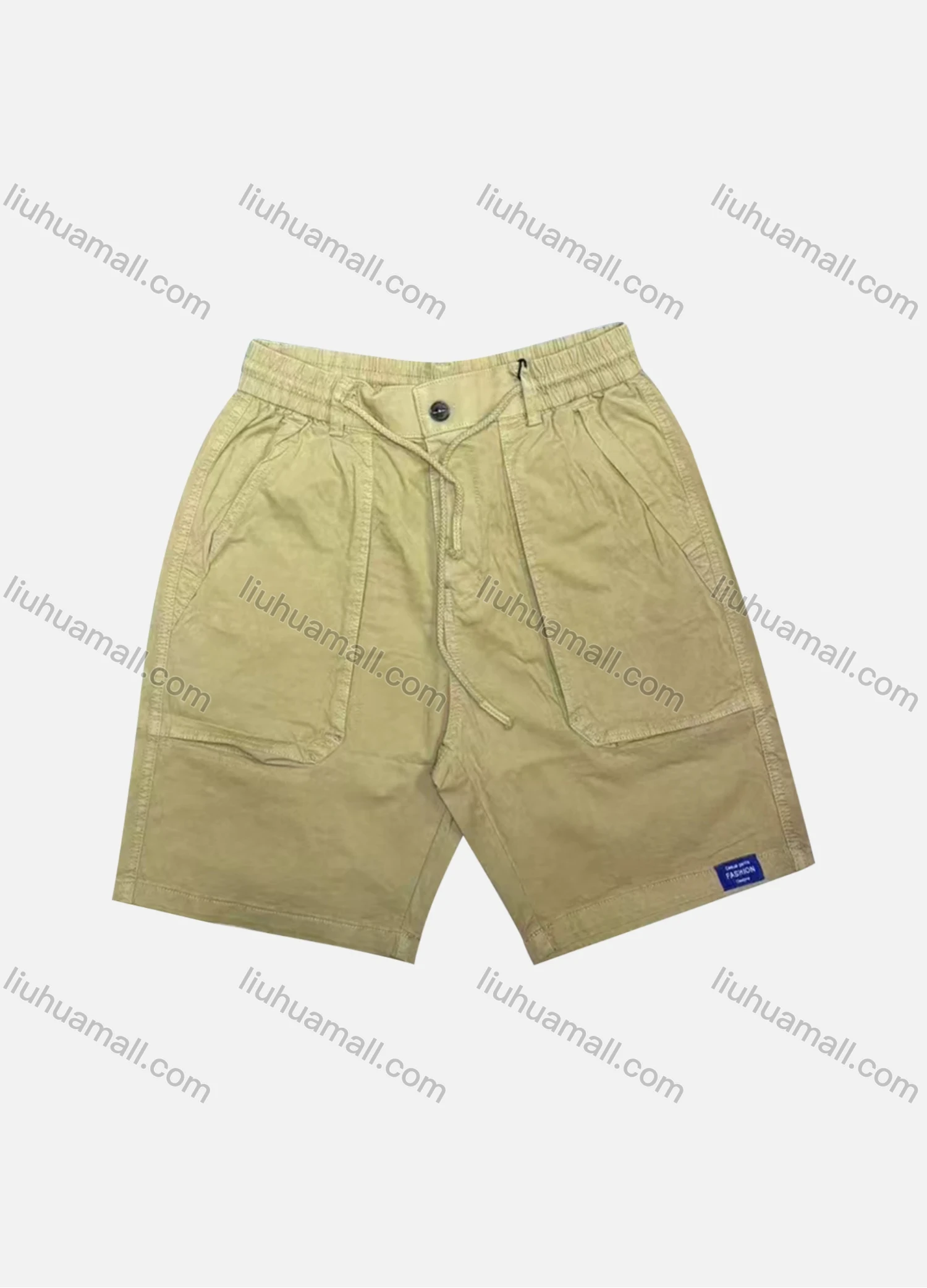 Wholesale Men's Casual Plain Patch Pocket Elastic Waist Drawstring Shorts 16003# - Liuhuamall