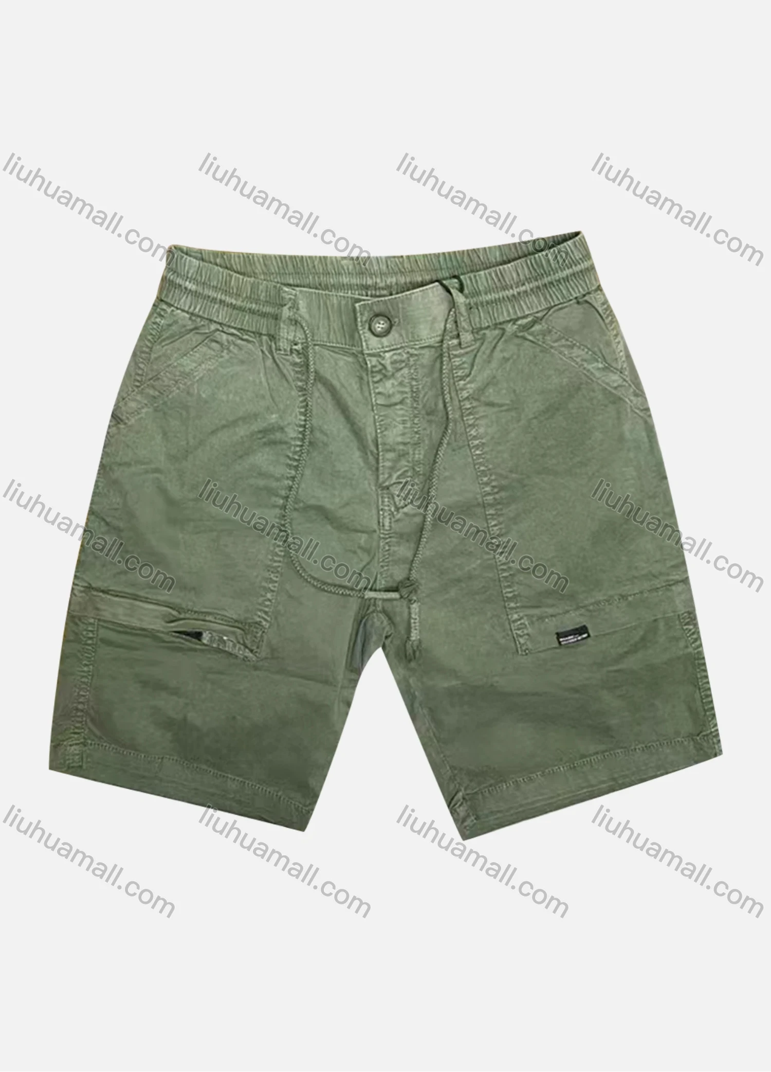 Wholesale Men's Casual Plain Patch Pocket Elastic Waist Drawstring Shorts 16001# - Liuhuamall