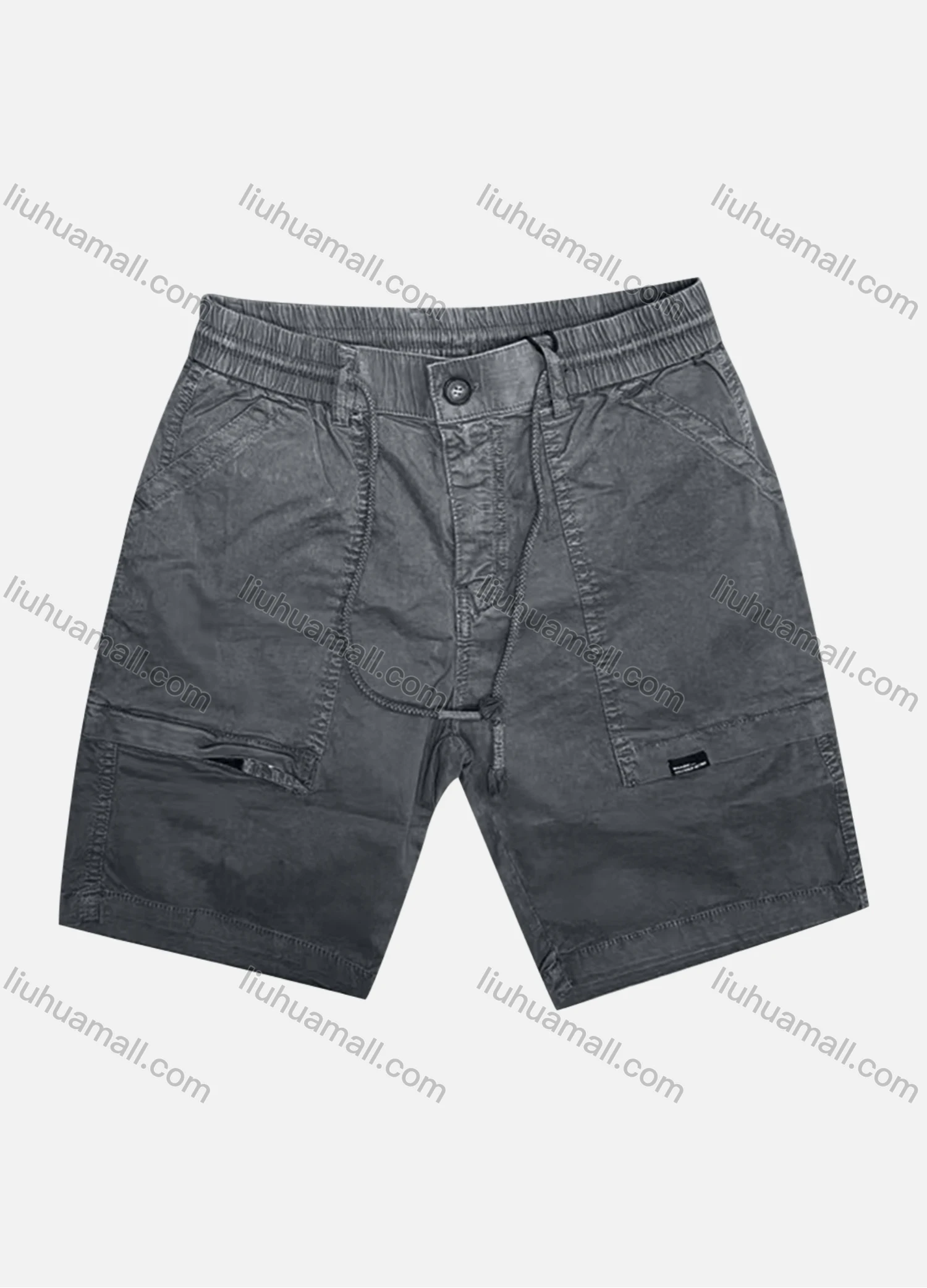 Wholesale Men's Casual Plain Patch Pocket Elastic Waist Drawstring Shorts 16001# - Liuhuamall