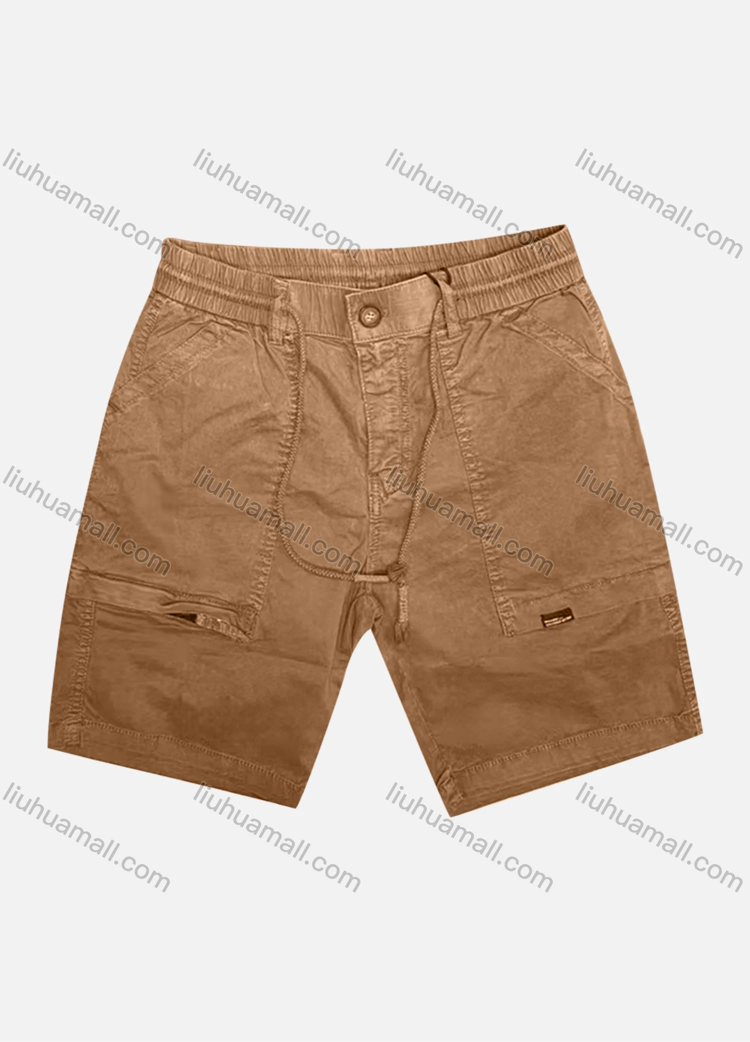 Wholesale Men's Casual Plain Patch Pocket Elastic Waist Drawstring Shorts 16001# - Liuhuamall