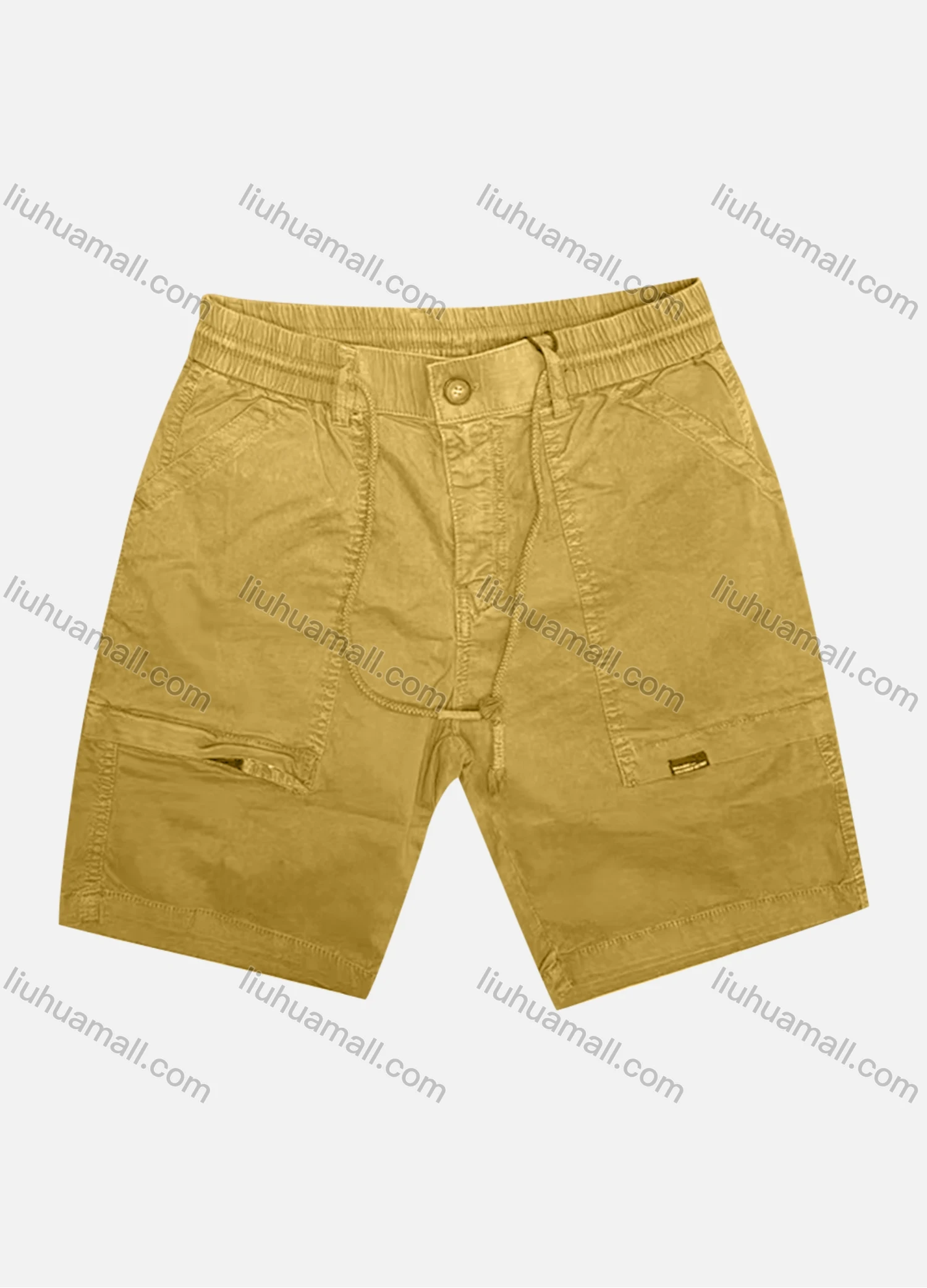 Wholesale Men's Casual Plain Patch Pocket Elastic Waist Drawstring Shorts 16001# - Liuhuamall