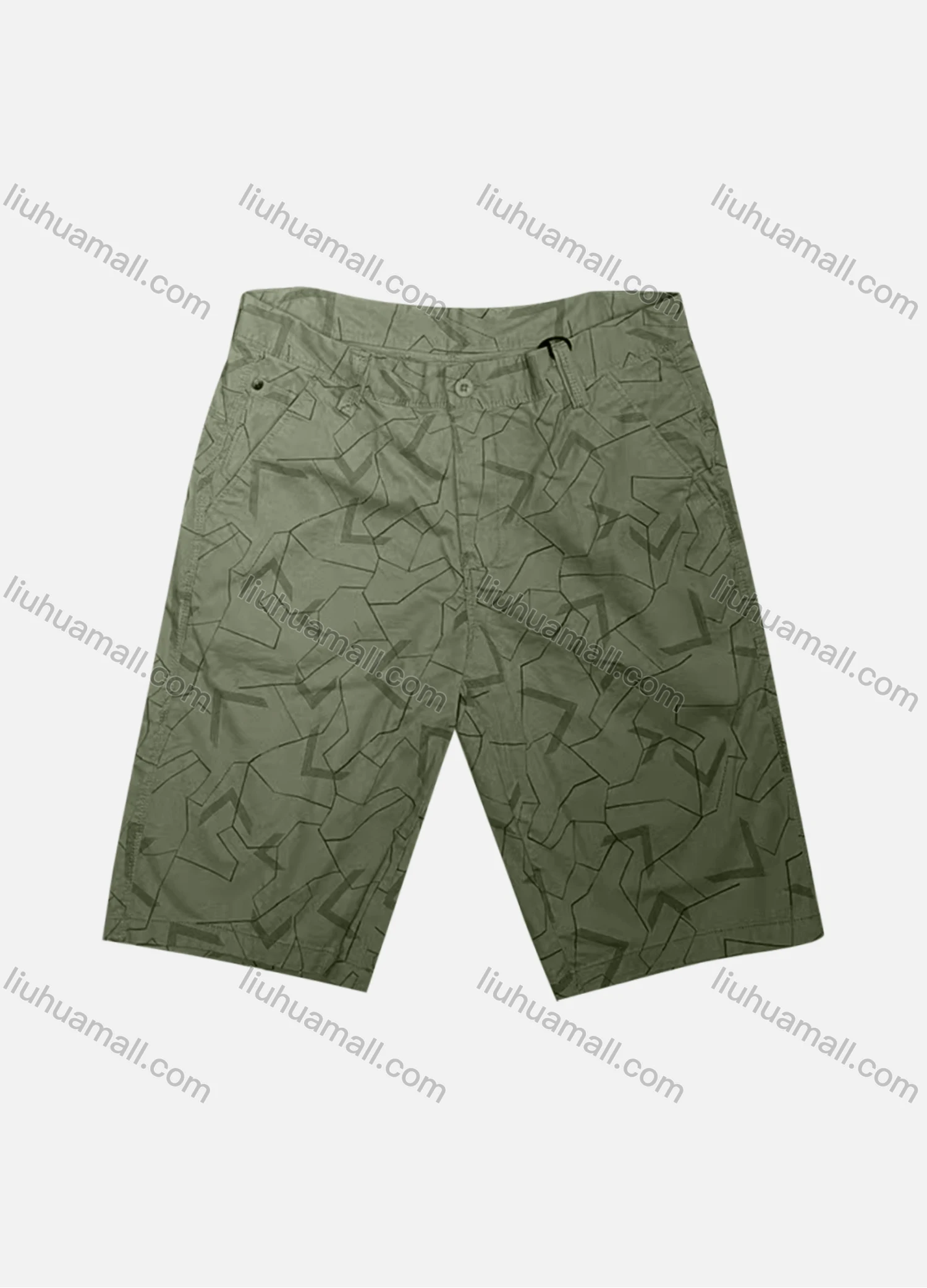 Wholesale Men's Casual Abstract Print Patch Pocket Button Closure Shorts 63751# - Liuhuamall