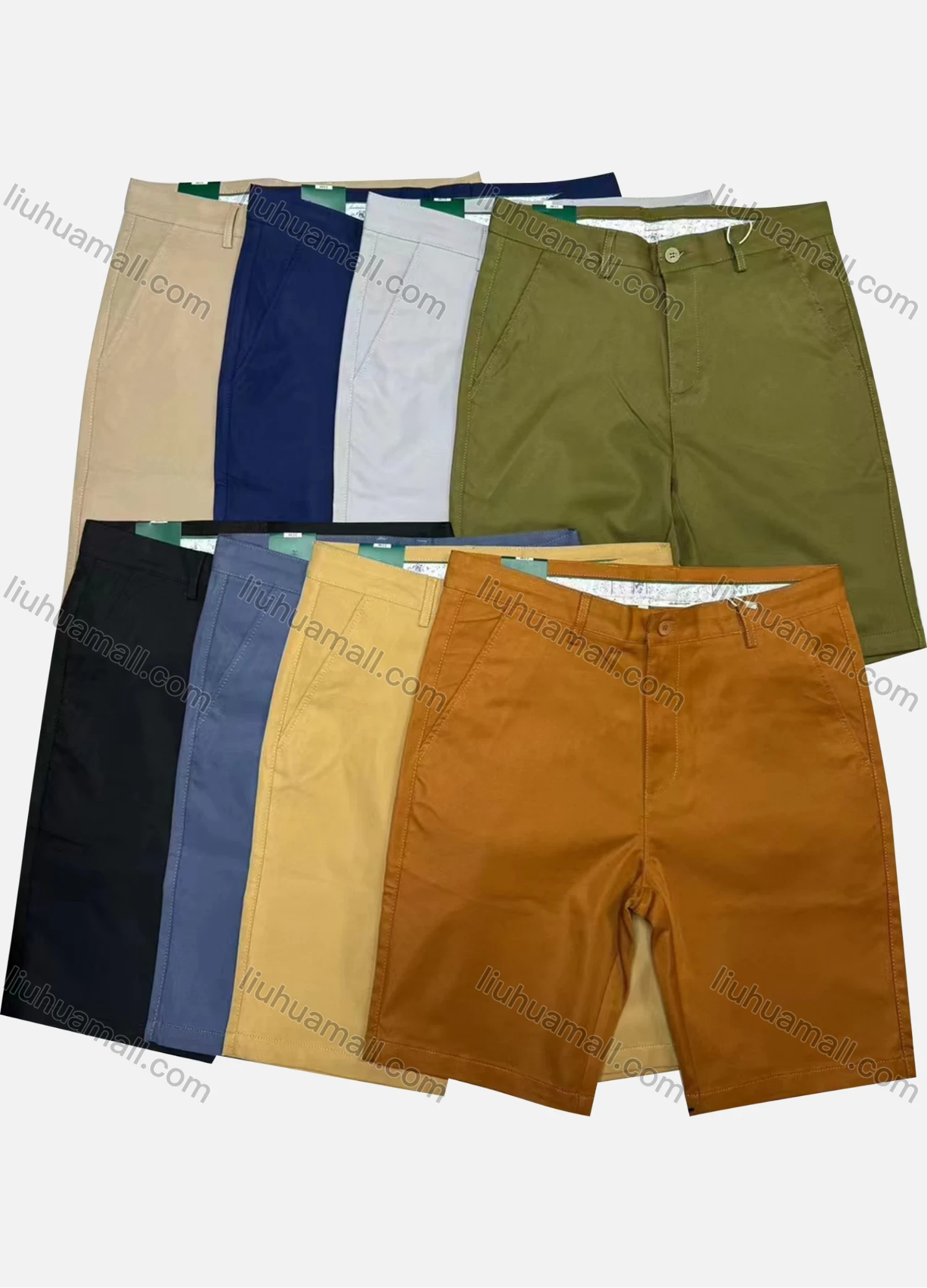 Wholesale Men's Casual Plain Patch Pocket Button Closure Shorts A2133# - Liuhuamall