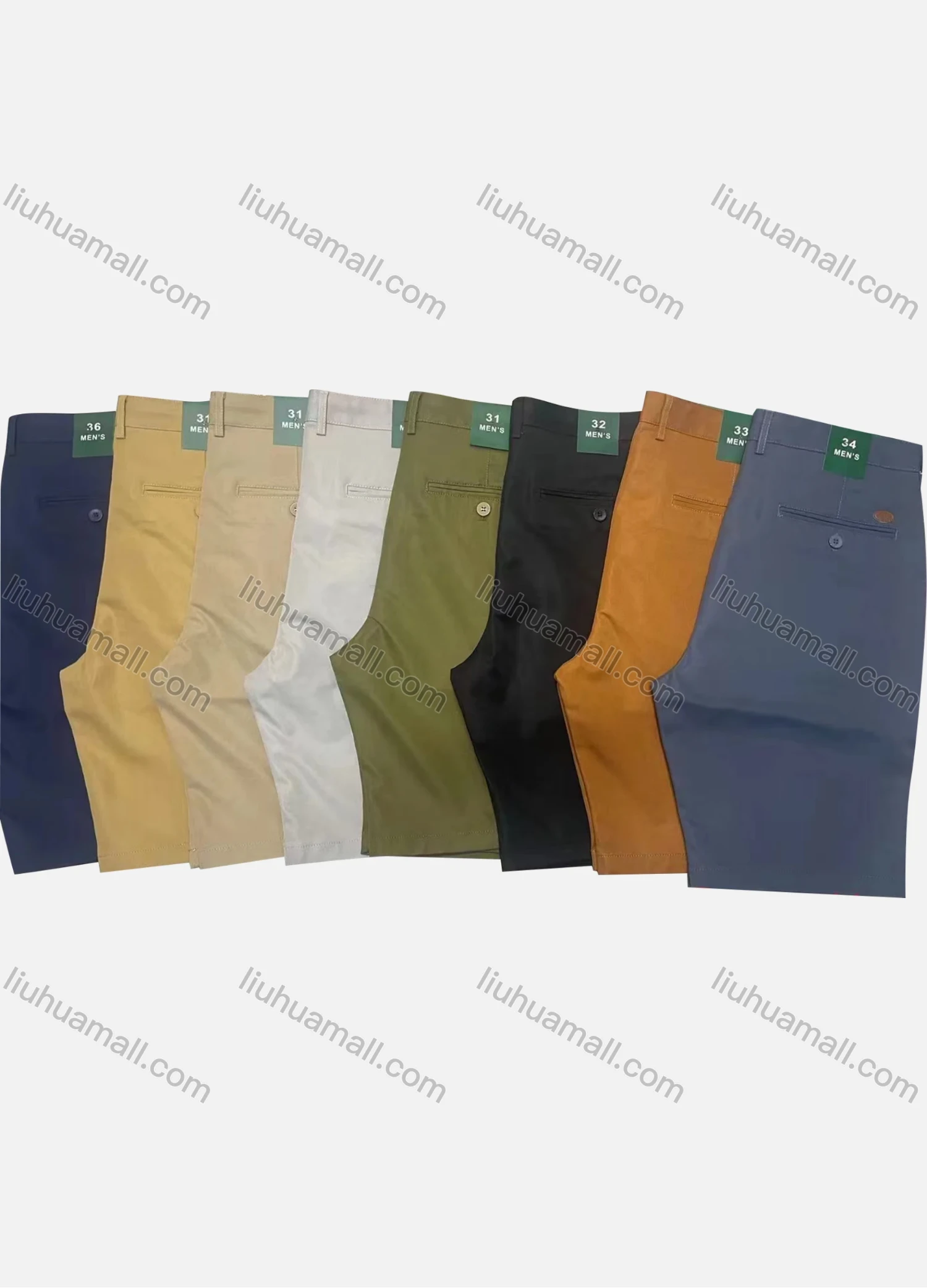 Wholesale Men's Casual Plain Patch Pocket Button Closure Shorts A2133# - Liuhuamall