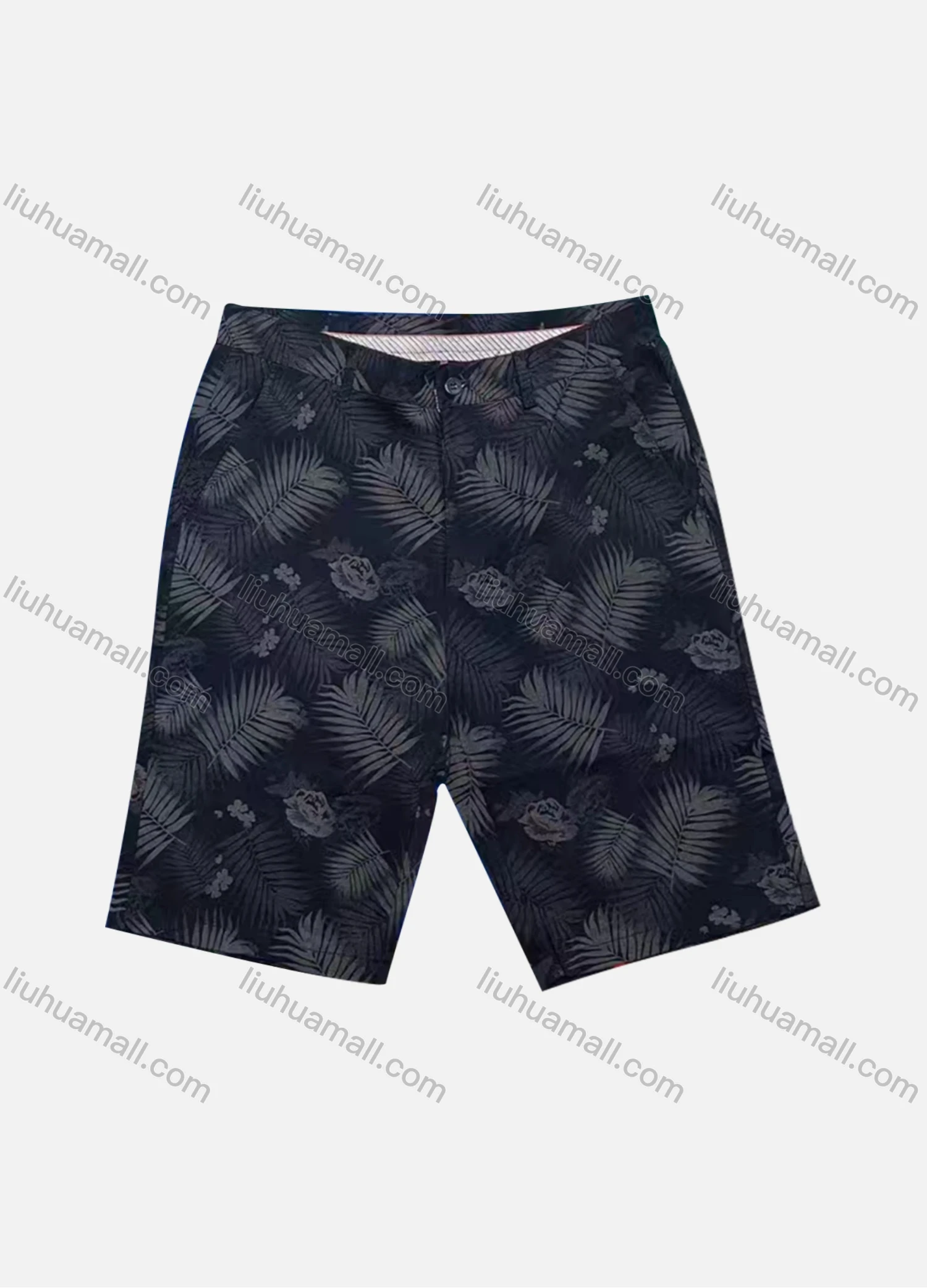 Wholesale Men's Casual Floral Leaf Print Patch Pocket Button Closure Shorts T238# - Liuhuamall
