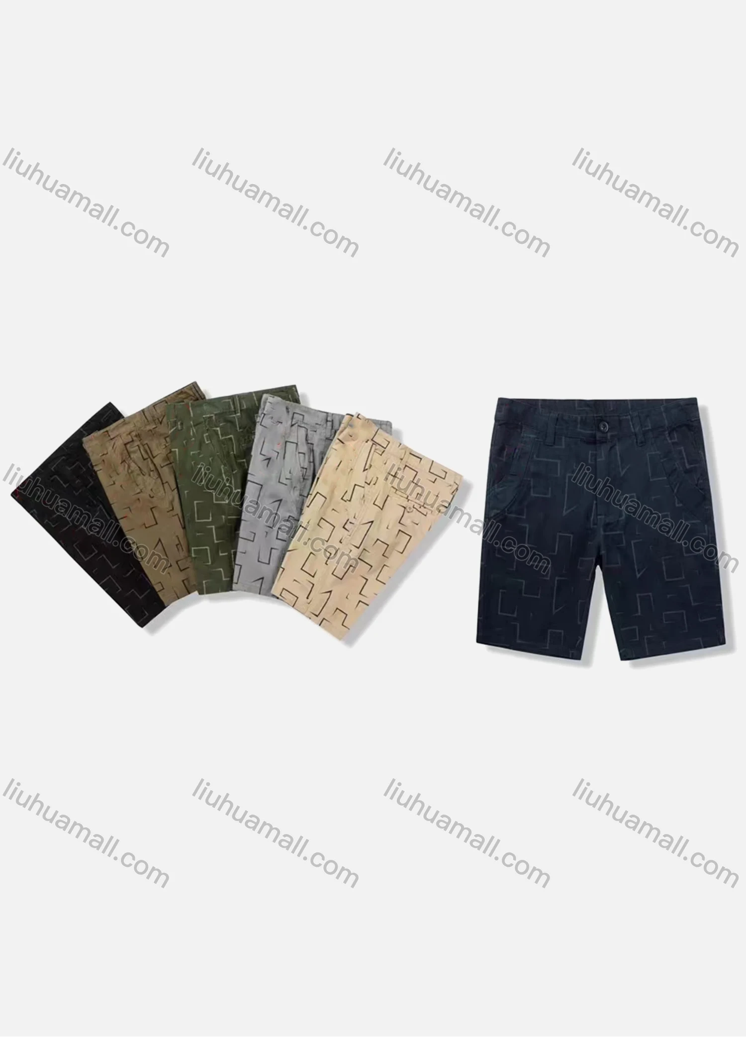 Wholesale Men's Casual Abstract Print Patch Pocket Button Closure Shorts 18054# - Liuhuamall
