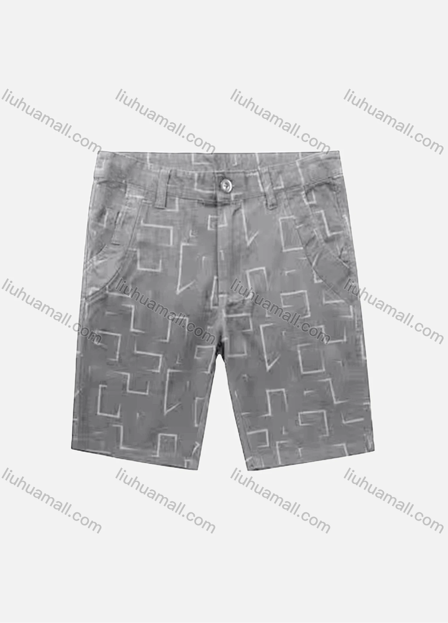Wholesale Men's Casual Abstract Print Patch Pocket Button Closure Shorts 18054# - Liuhuamall