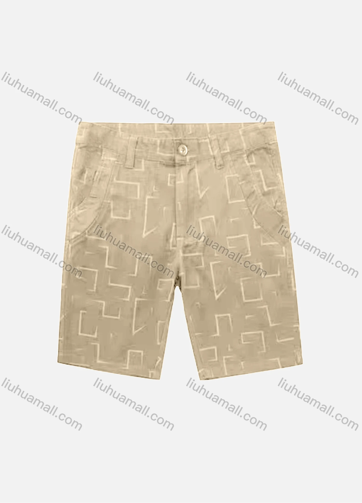 Wholesale Men's Casual Abstract Print Patch Pocket Button Closure Shorts 18054# - Liuhuamall