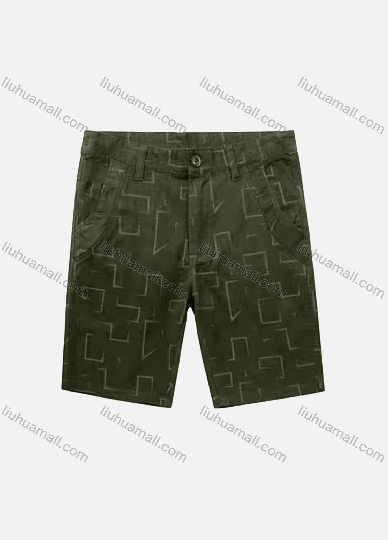 Wholesale Men's Casual Abstract Print Patch Pocket Button Closure Shorts 18054# - Liuhuamall