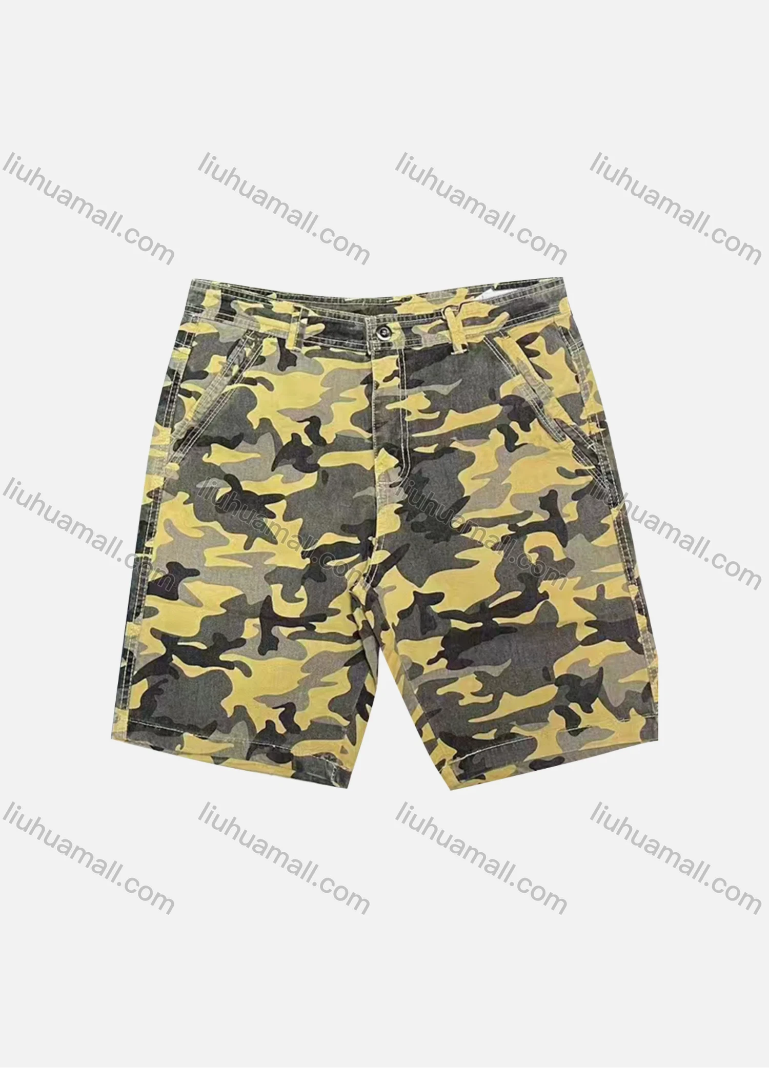 Wholesale Men's Casual Camouflage Print Patch Pocket Button Closure Shorts 18301# - Liuhuamall