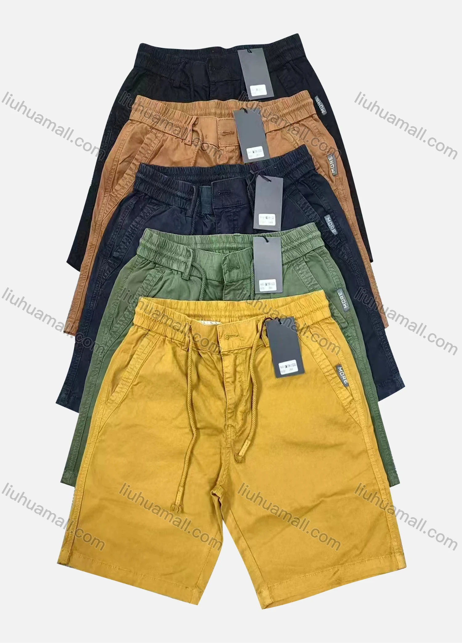 Wholesale Men's Casual Plain Patch Pocket Drawstring Shorts 16002# - Liuhuamall