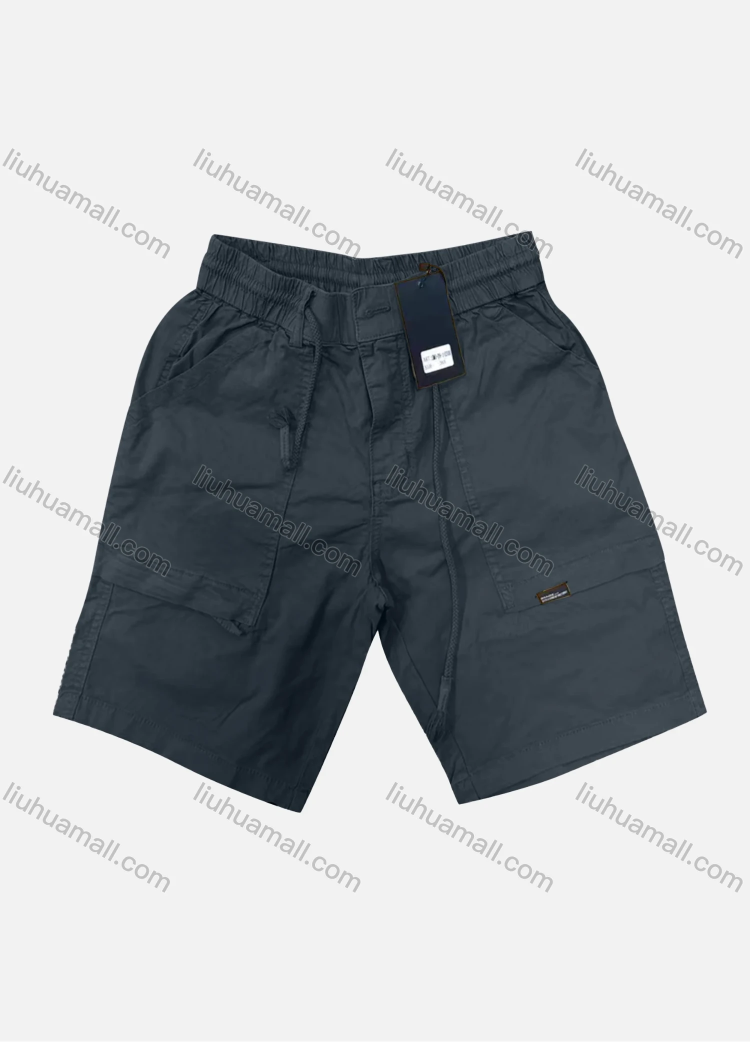 Wholesale Men's Casual Plain Patch Pocket Drawstring Shorts 16001# - Liuhuamall