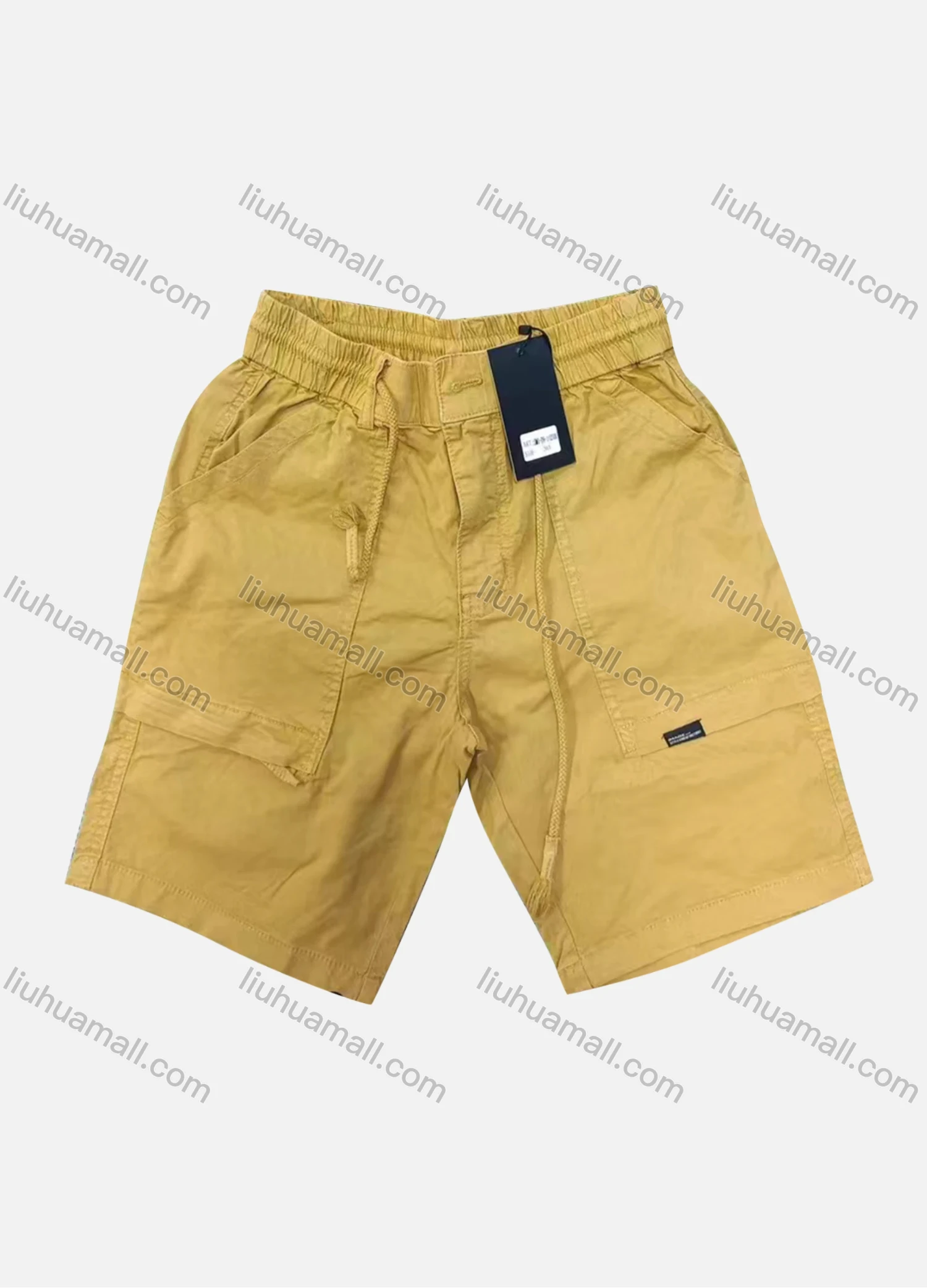 Wholesale Men's Casual Plain Patch Pocket Drawstring Shorts 16001# - Liuhuamall