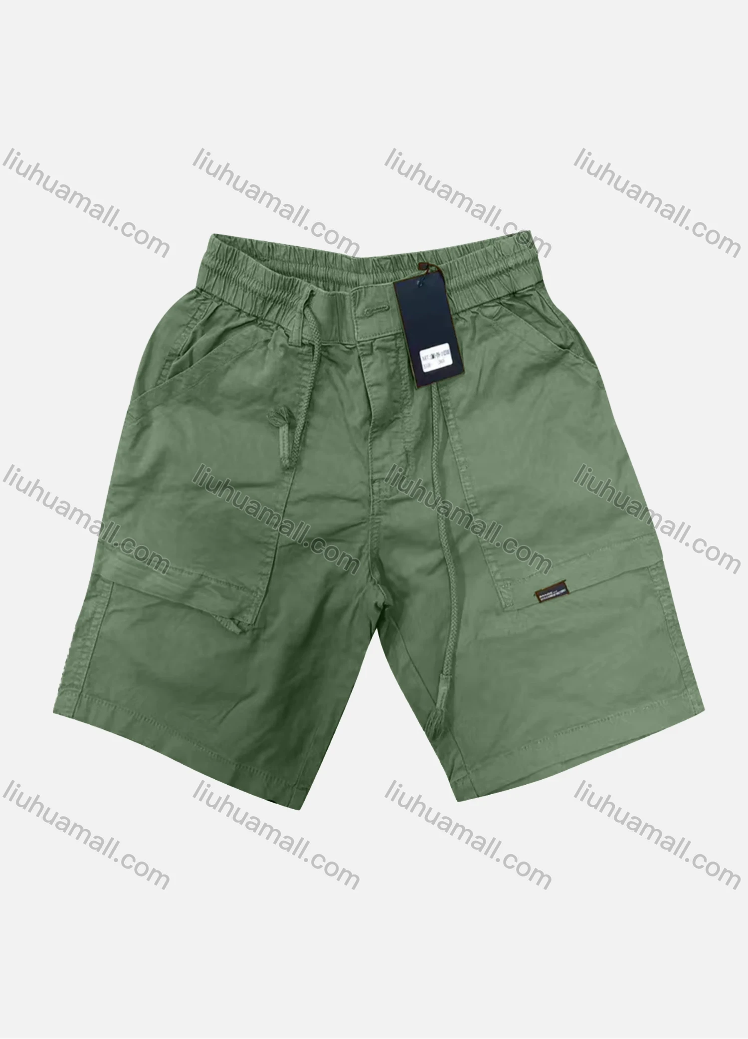Wholesale Men's Casual Plain Patch Pocket Drawstring Shorts 16001# - Liuhuamall