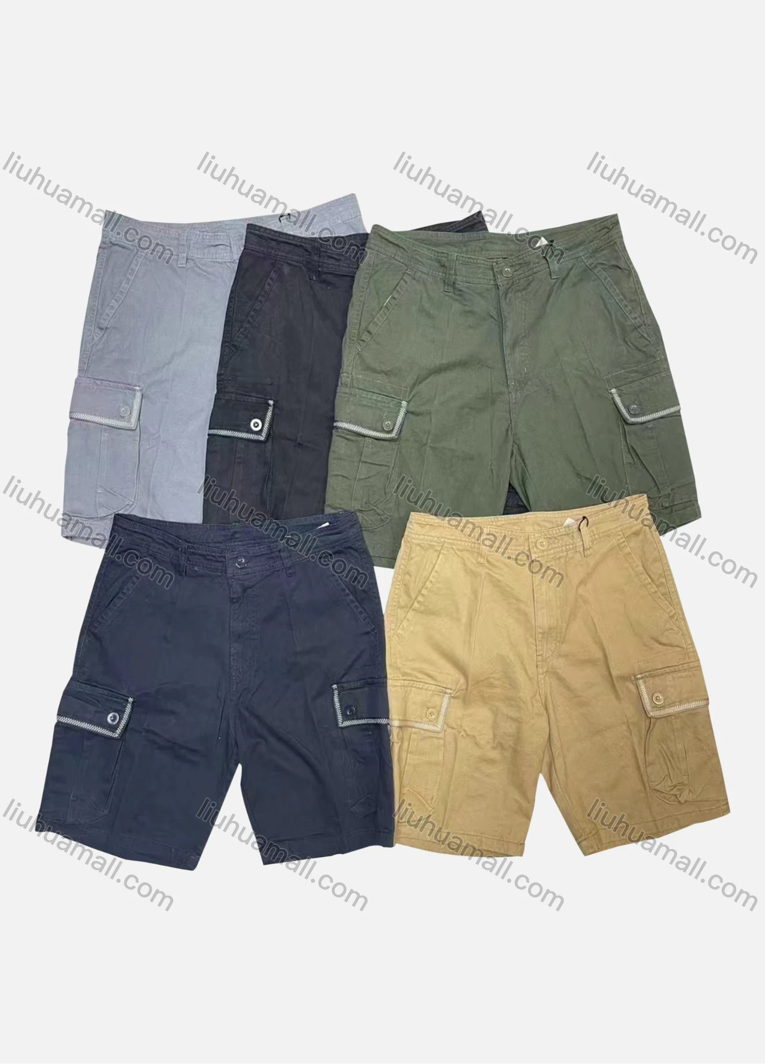 Wholesale Men's Casual Plain Flap Pockets Button Closure Shorts 26601# - Liuhuamall