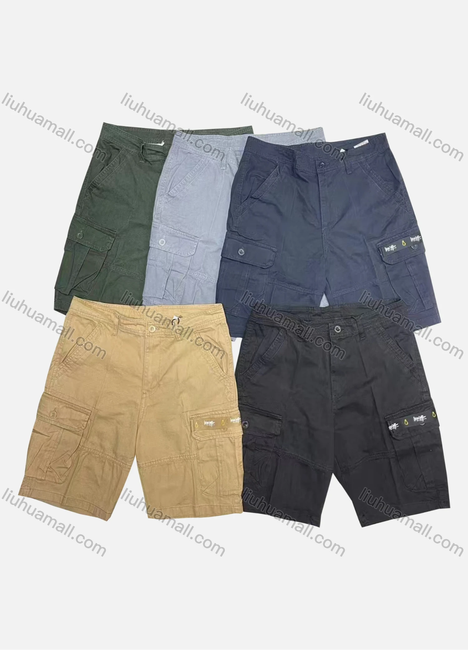 Wholesale Men's Casual Plain Flap Pockets Button Closure Shorts 26602# - Liuhuamall