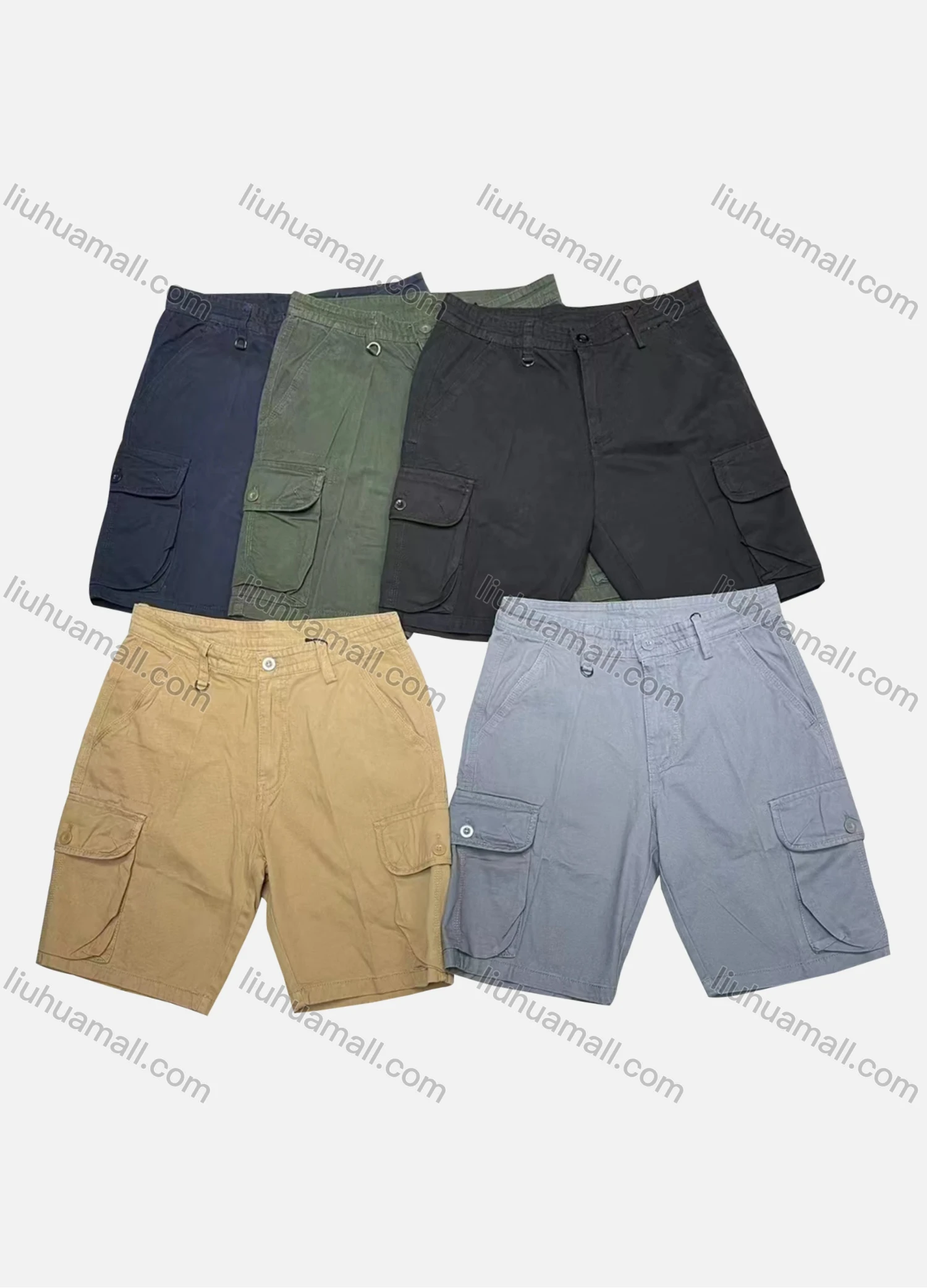 Wholesale Men's Casual Plain Flap Pockets Button Closure Shorts 28401# - Liuhuamall