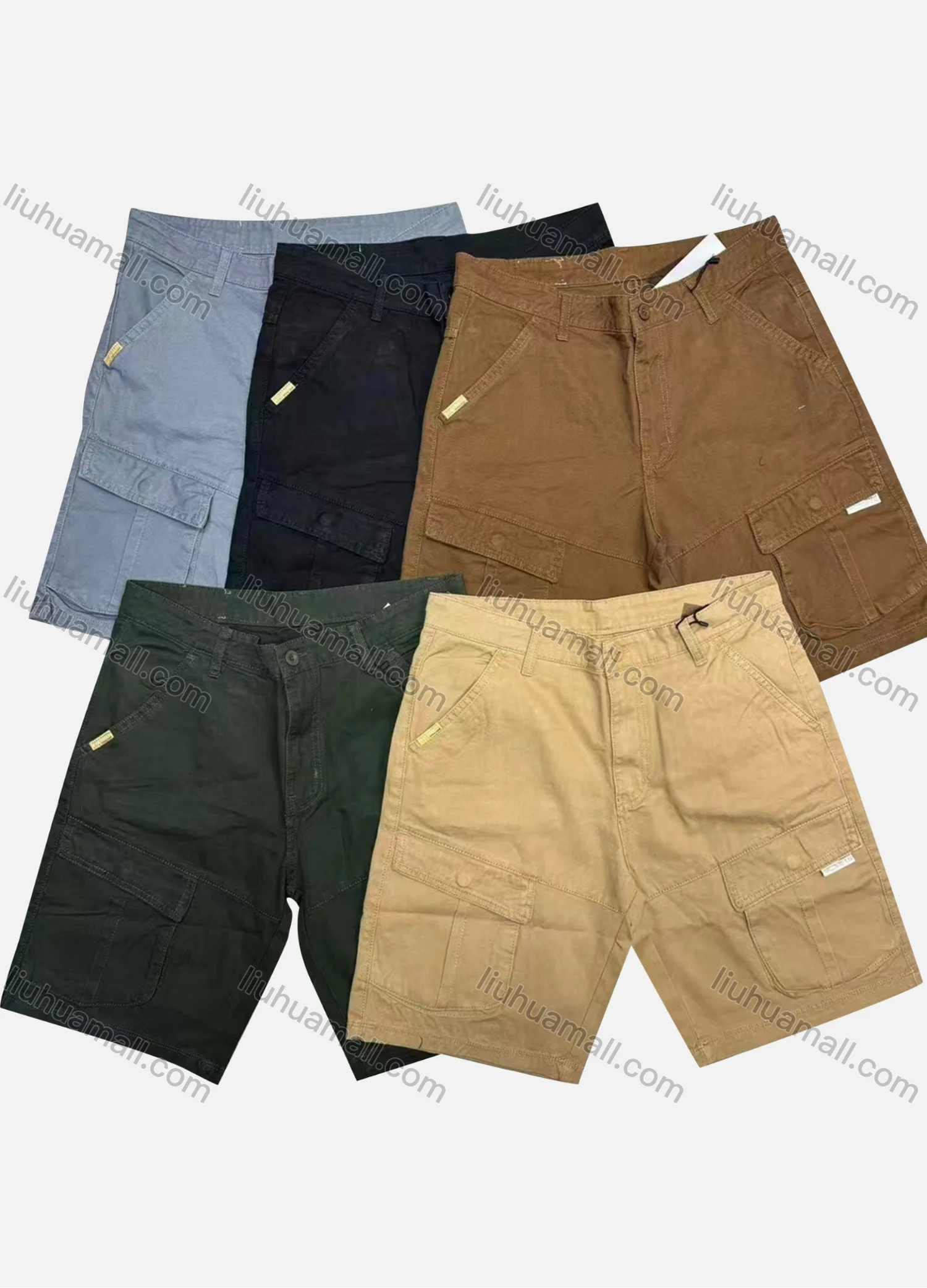 Wholesale Men's Casual Plain Patch Pocket Button Closure Shorts 27405# - Liuhuamall