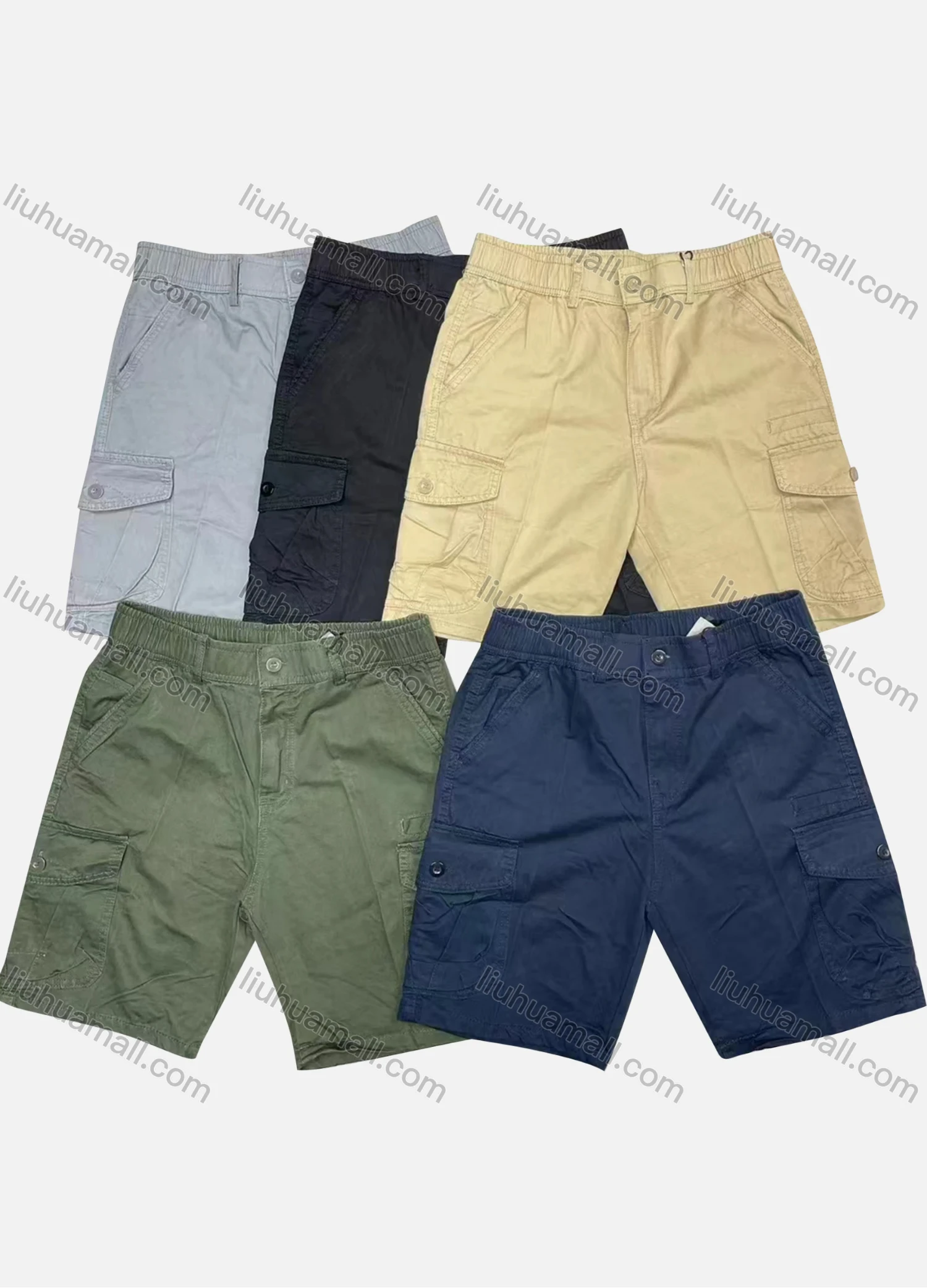 Wholesale Men's Casual Plain Patch Pocket Button Closure Shorts 28901# - Liuhuamall