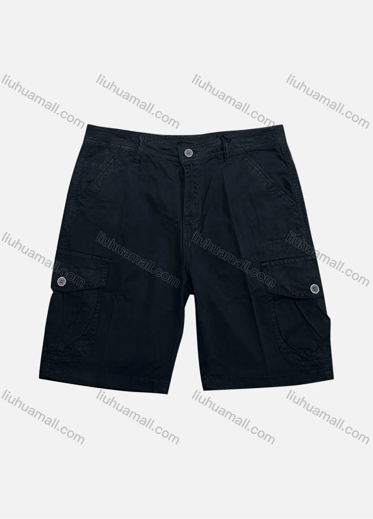Wholesale Men's Casual Plain Flap Pockets Button Closure Shorts 28551# - Liuhuamall